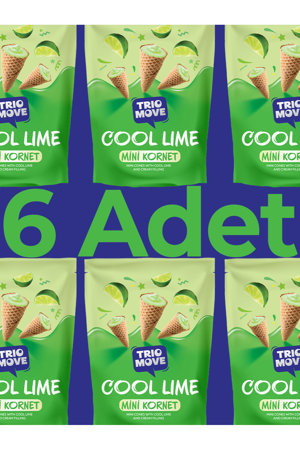 TrioMove Mini Kornet - Coll Lime Kremalı (6 PAKET) Trio Move
