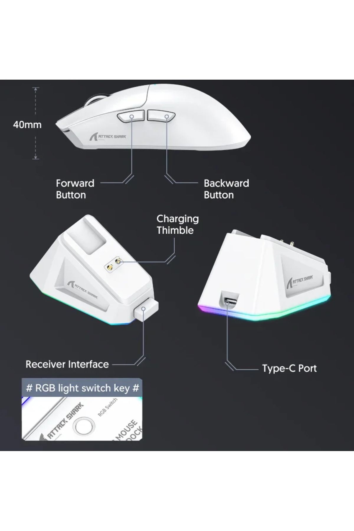 Choice-X11 Black Paw3311 Bluetooth Mouse, Triple Mode Connectivity, Touch Magnetic Charging Dock 4