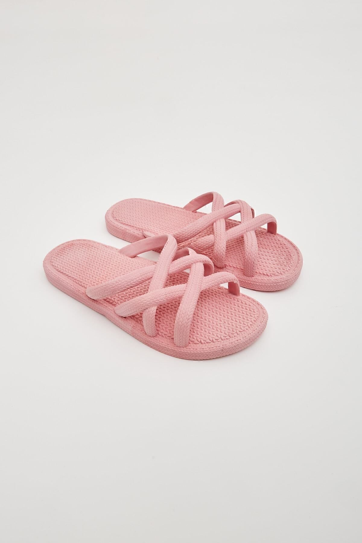 Moda Devrin-Gz12494 Αντιολισθητικές παντόφλες με ροζ ψάθινες παντόφλες παραλίας πισίνας 6