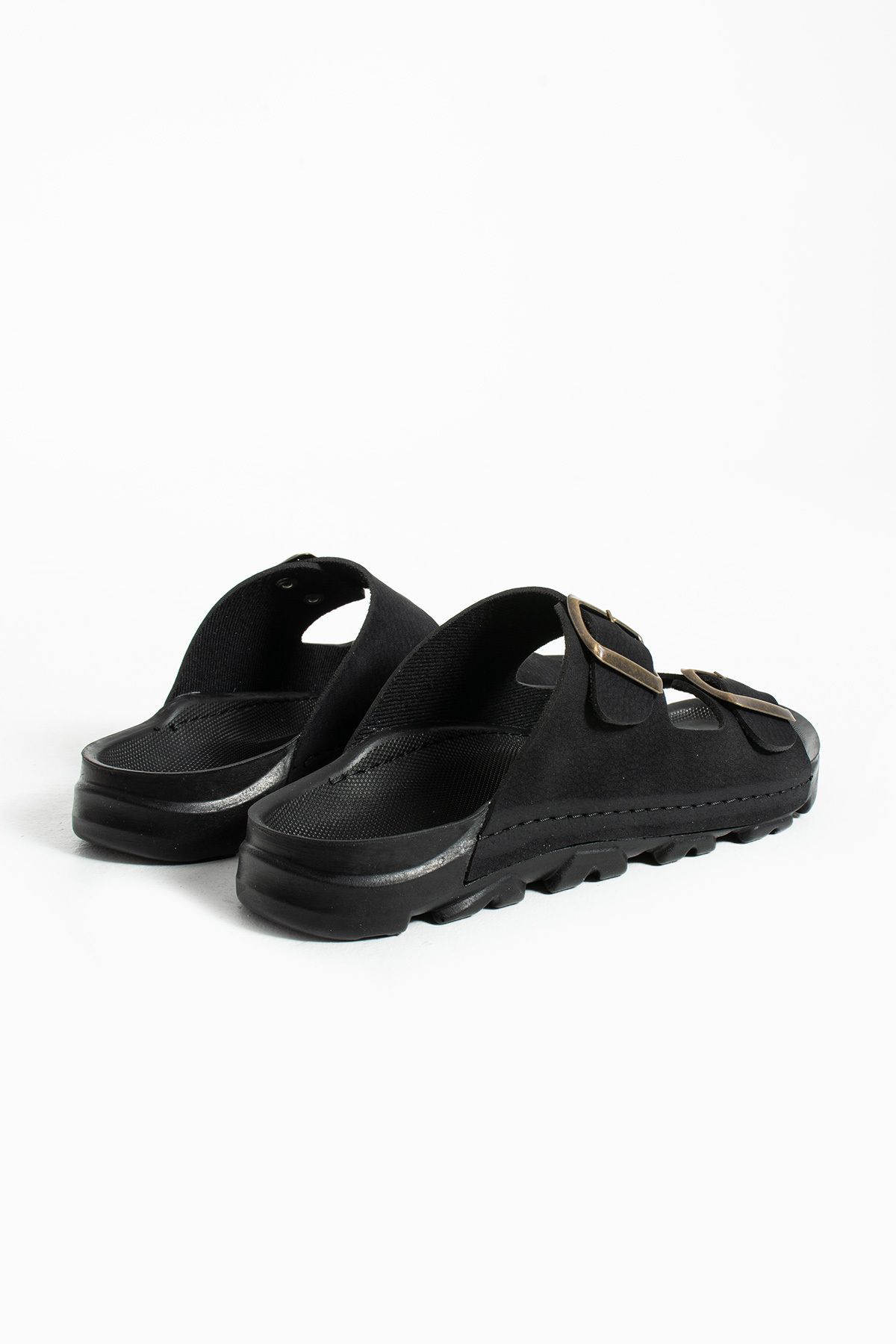 Moda Devrin-Black Summer Unisex Double Buckle Soft and Light Slippers 8