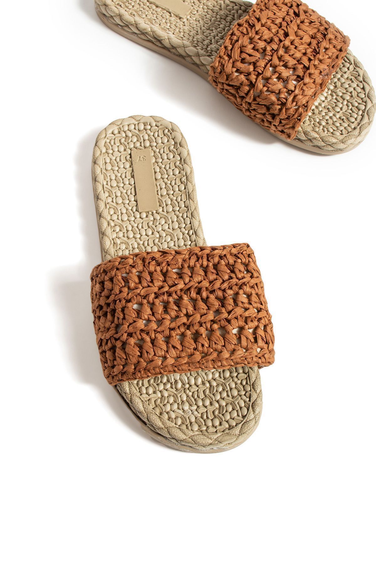 Moda Devrin-Papuci de damă Cinnamon Straw Papuci de plajă cu talpă anti-alunecare pentru piscină 8