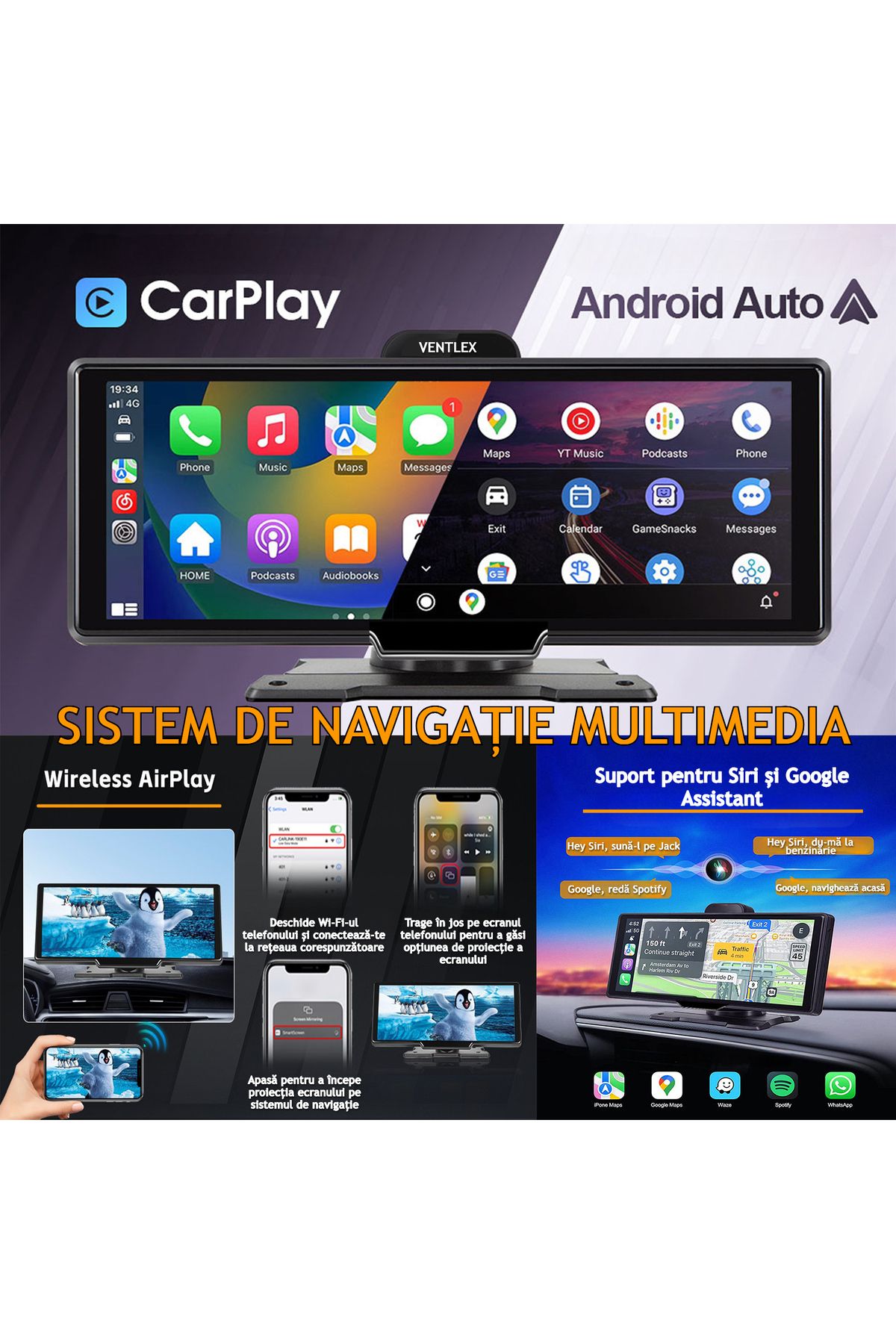 VENTLEX-Universal Car Navigation, 10.26 In Touch Screen, Wifi Carplay/Android Auto, 4k Front/Rear Camera 8