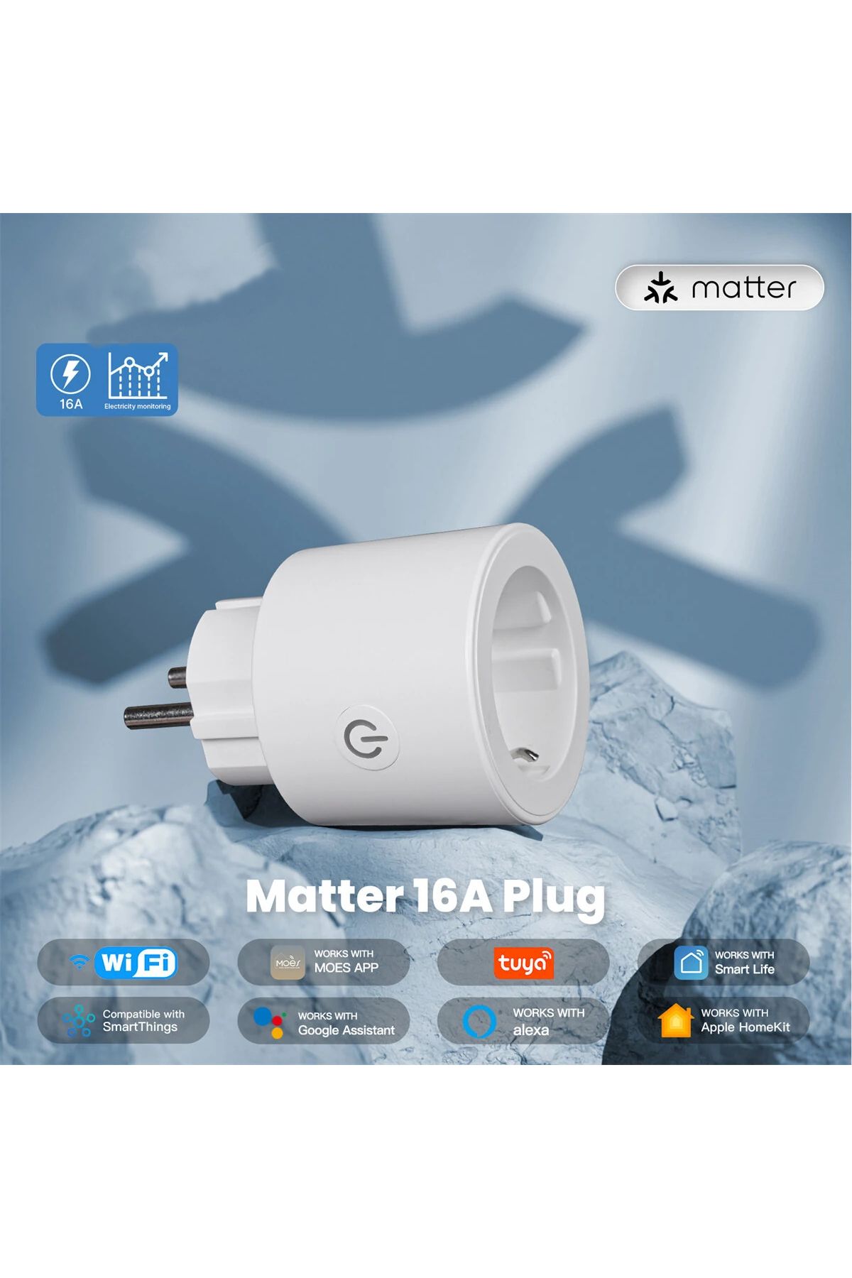 VENTLEX-Smart Wireless Socket with Matter Compatibility, Energy Consumption Monitoring, Compatible w 5