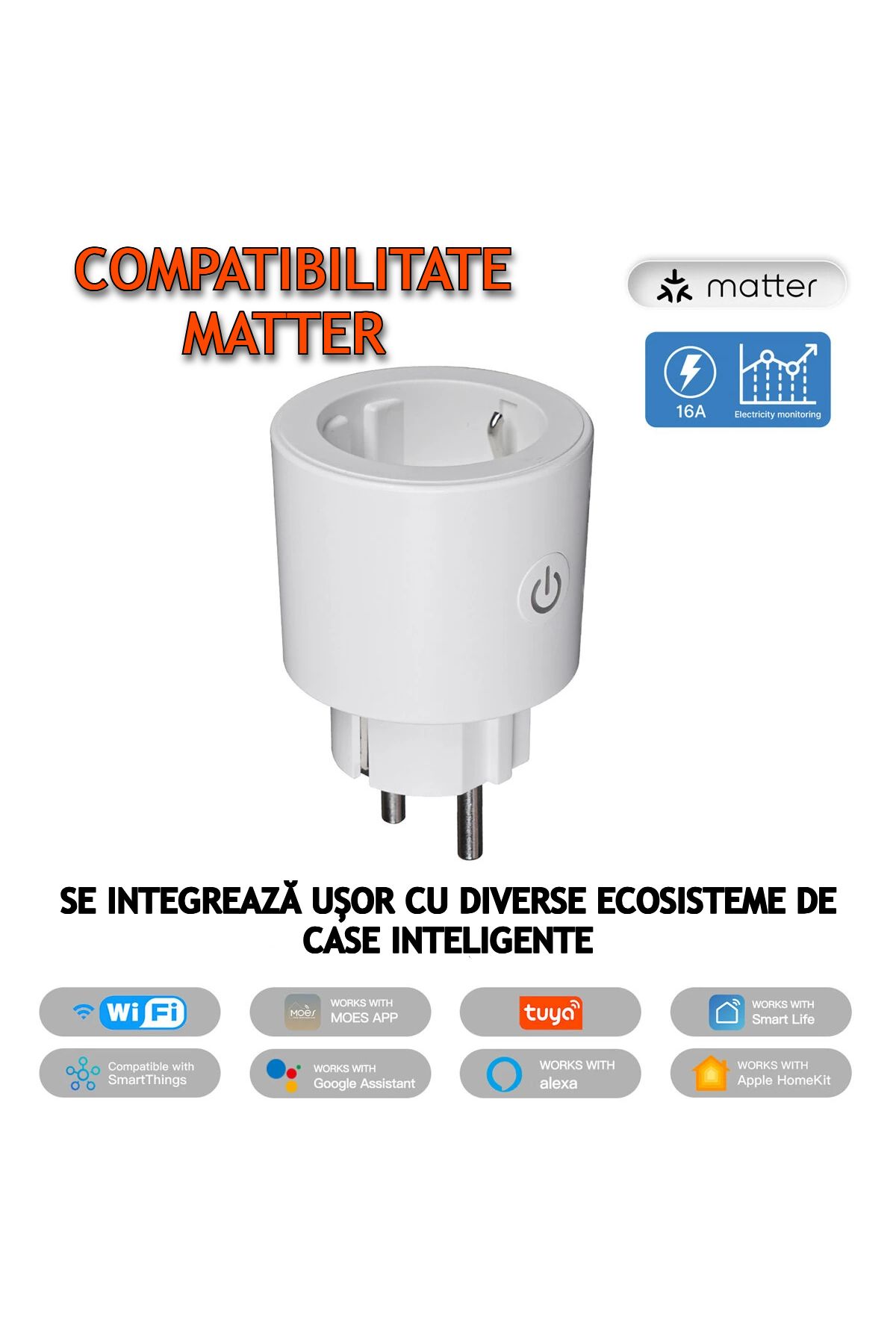 VENTLEX-Smart Wireless Socket with Matter Compatibility, Energy Consumption Monitoring, Compatible w 3