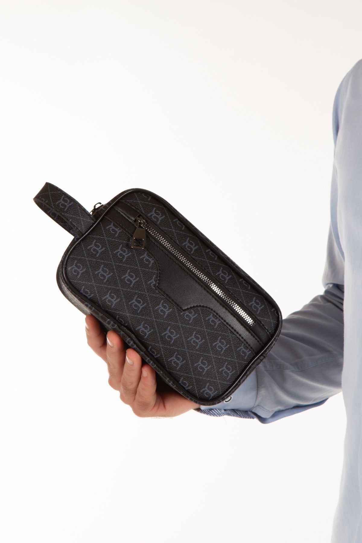 Newish Polo Erkek Desenli Siyah Vegan Deri Portföy-clutch Traş/makyaj Ve El Çantası (GÜNLÜK, SEYAHAT) görsel 3