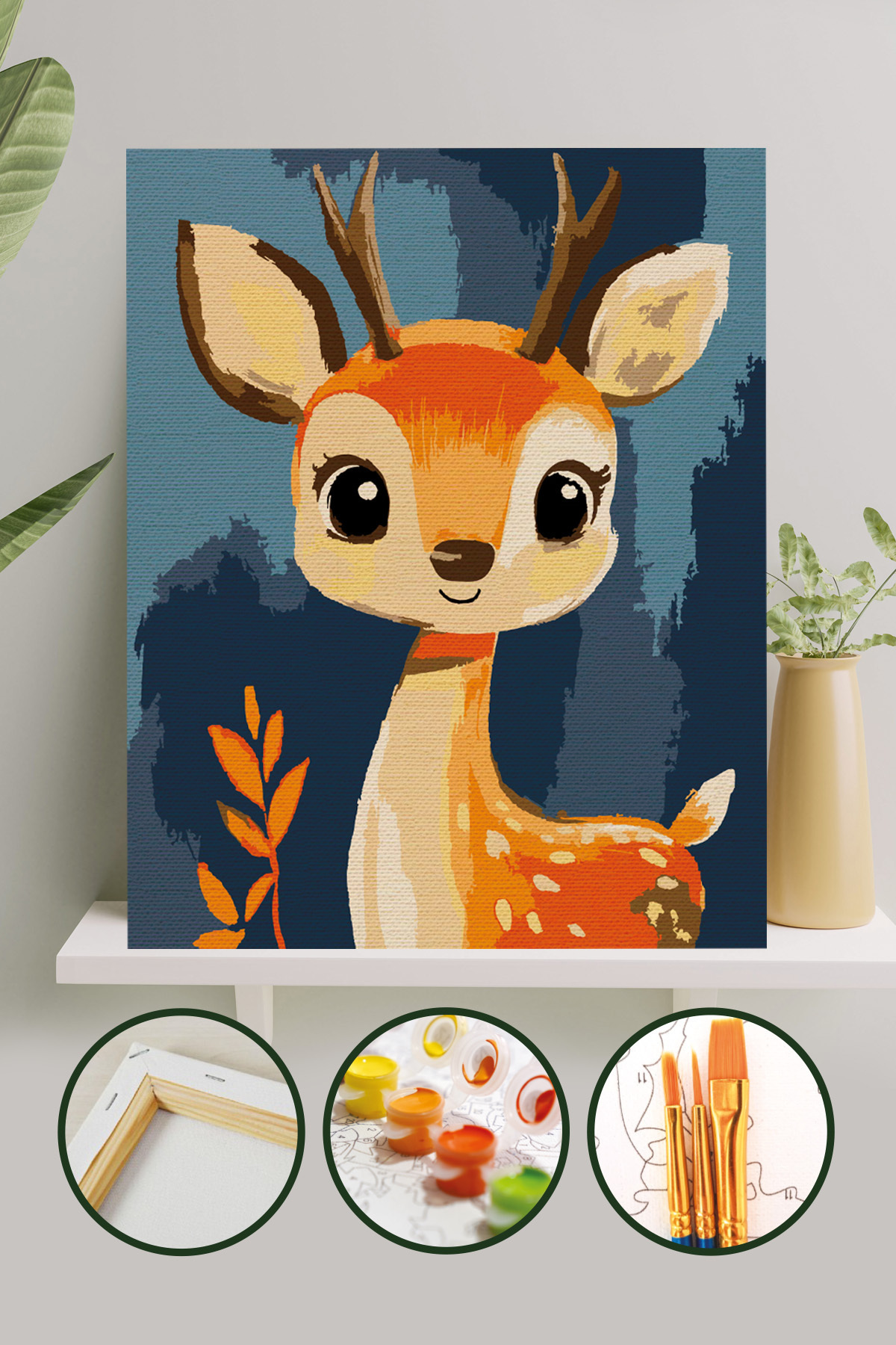 Palmiye Hobi Sanat Kırtasiye Sayılarla Boyama 40x50 Cm Tuval Seti Fırça Boya Dahil Çıtaya Gerili - Ceylan