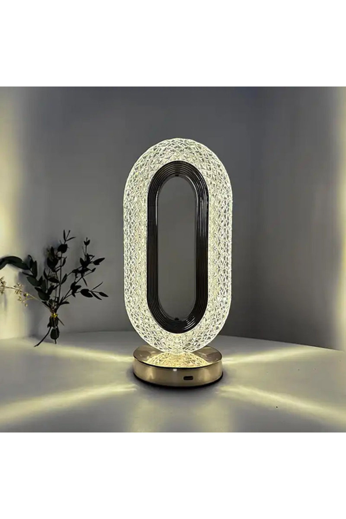 NEXTLY Lampa LED decorativa, NEXTLY, veioza din cristal acrilic, lumina ambientala, reincarcabila, ovala