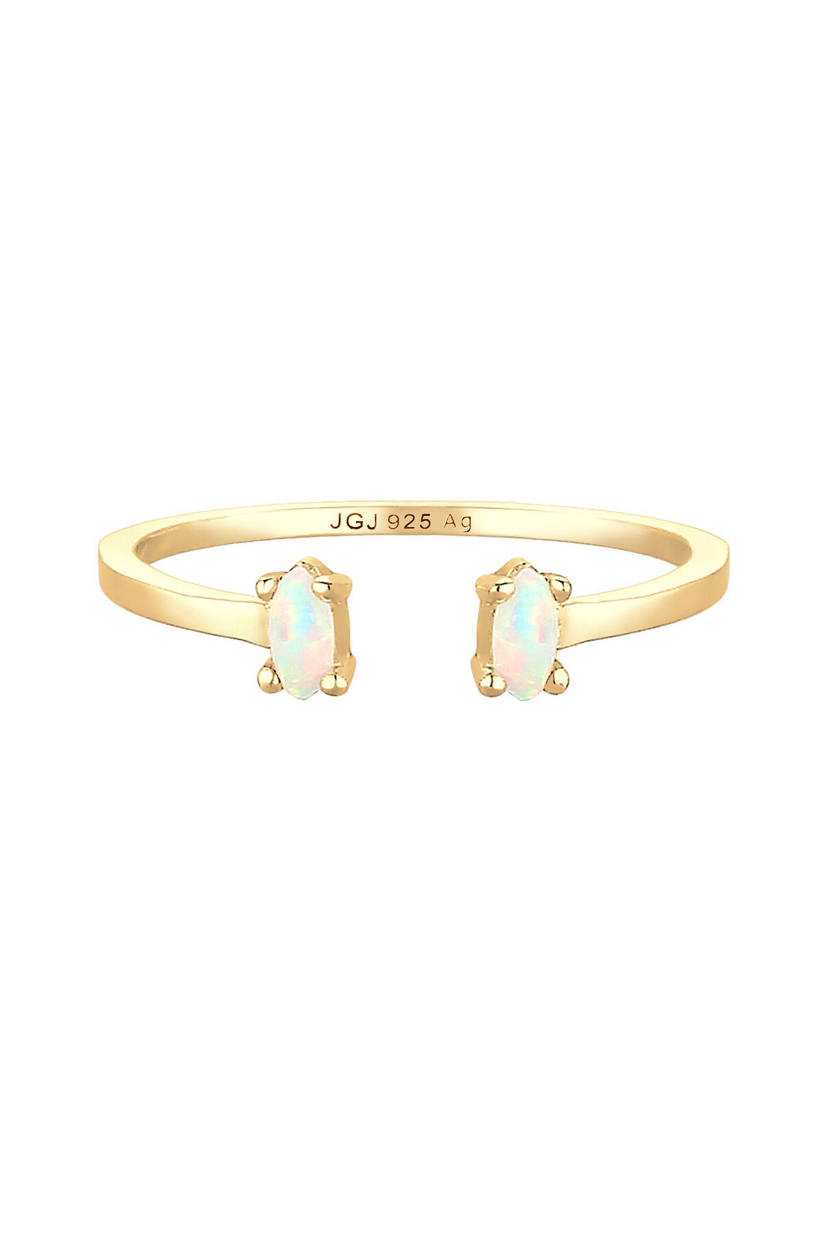 ELLI-Ring verstellbar oval Geo Opal 925 Sterling Silber vergoldet 2
