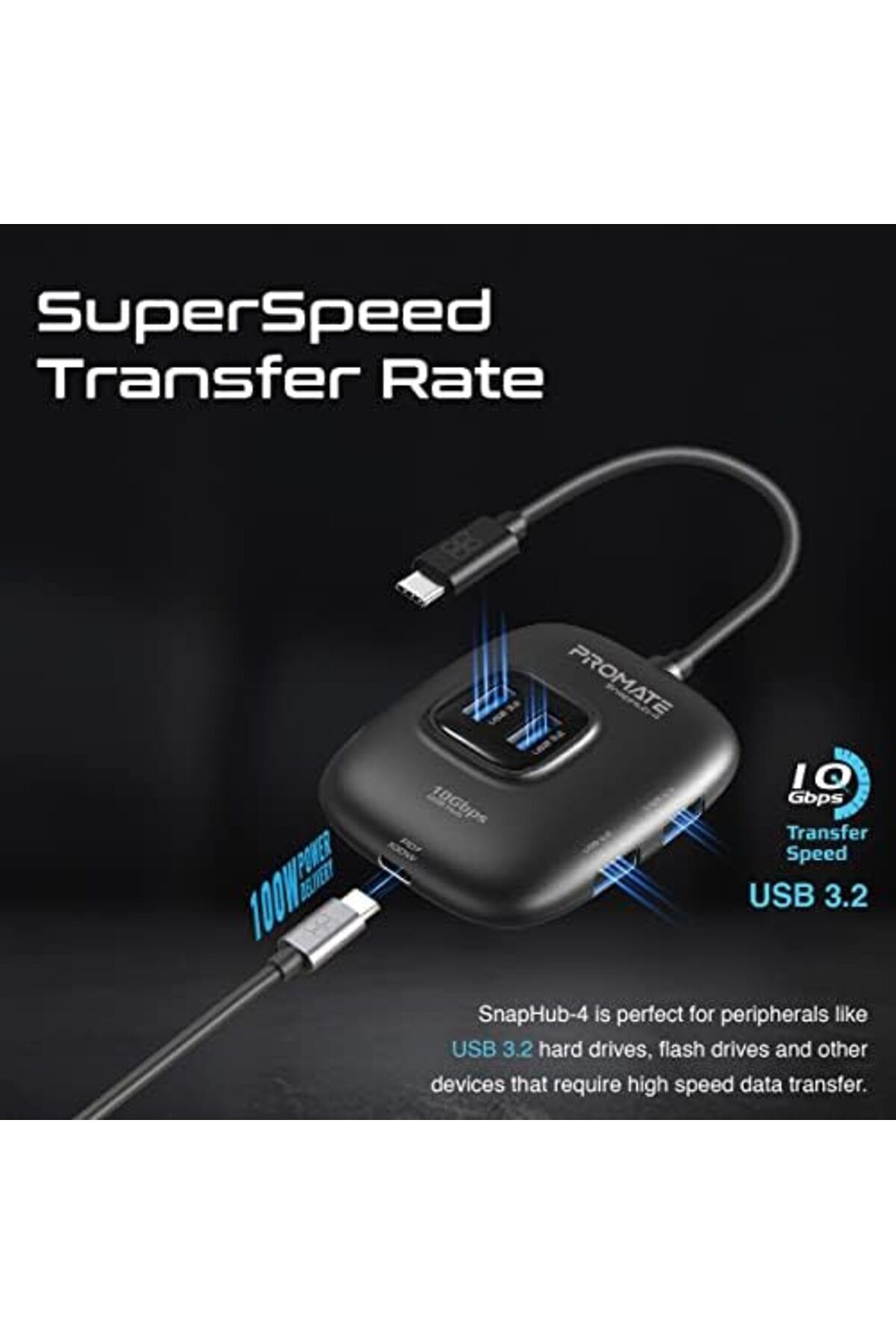 Promate-USB-C™ to USB Hub, Premium Multiport USB-C™ Hub with Removable USB-A Adapter 3