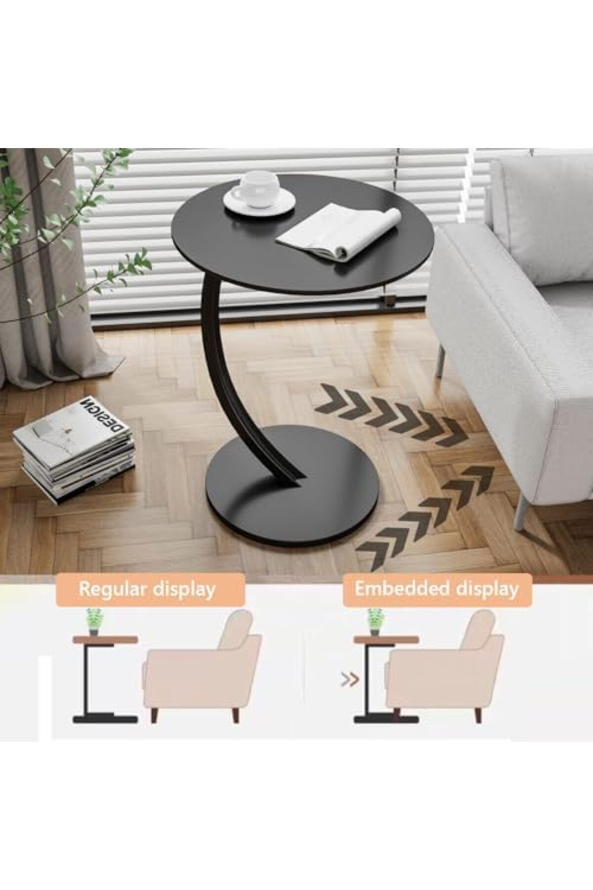 Generic-Naayaab Craft C-Shaped Side Table - Black 4