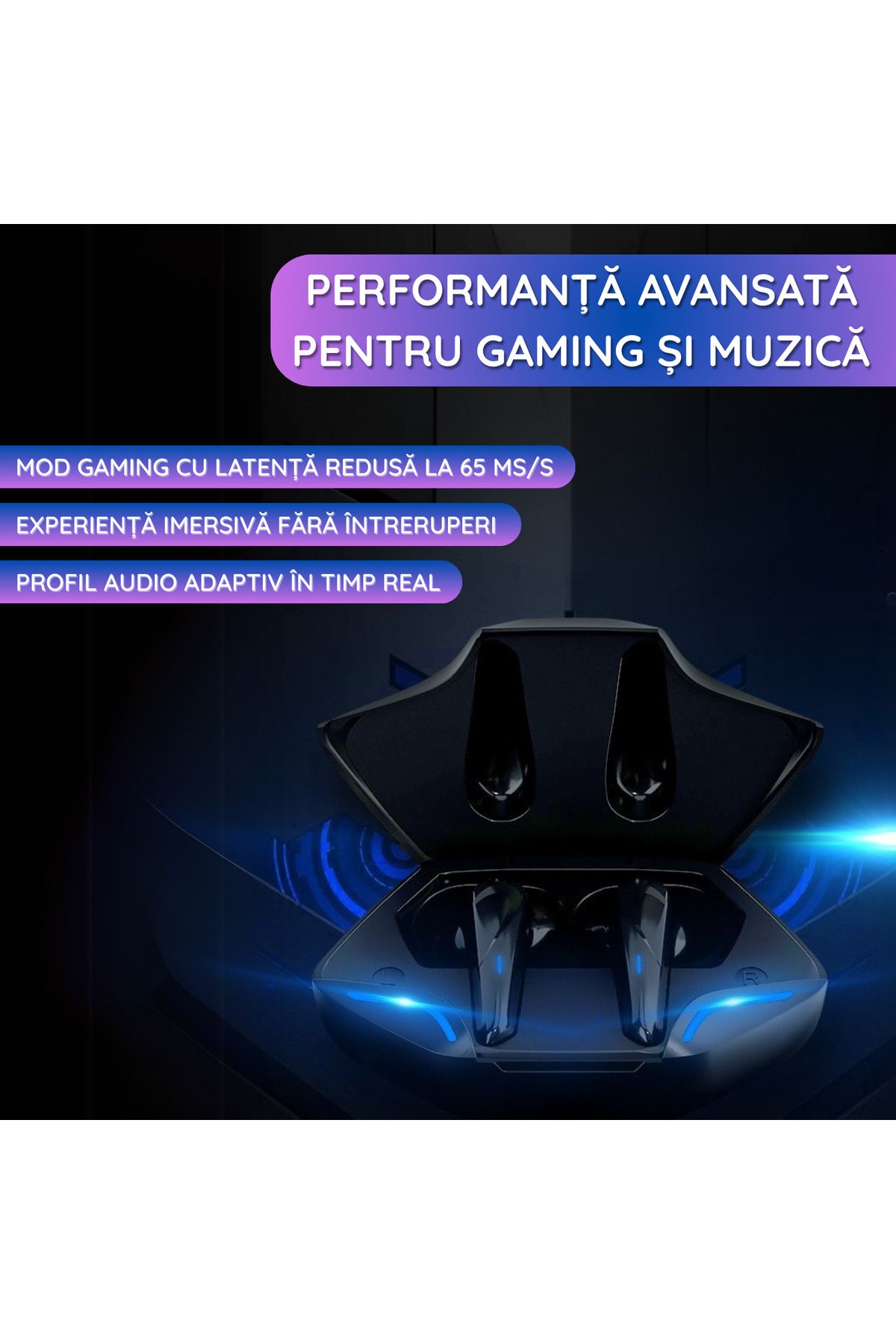 OEM-Casti Wireless Earbuds, Bluetooth 5.2 Edr, In Ear, Control Tactil Inteligent, Led Rgb, Negru 7