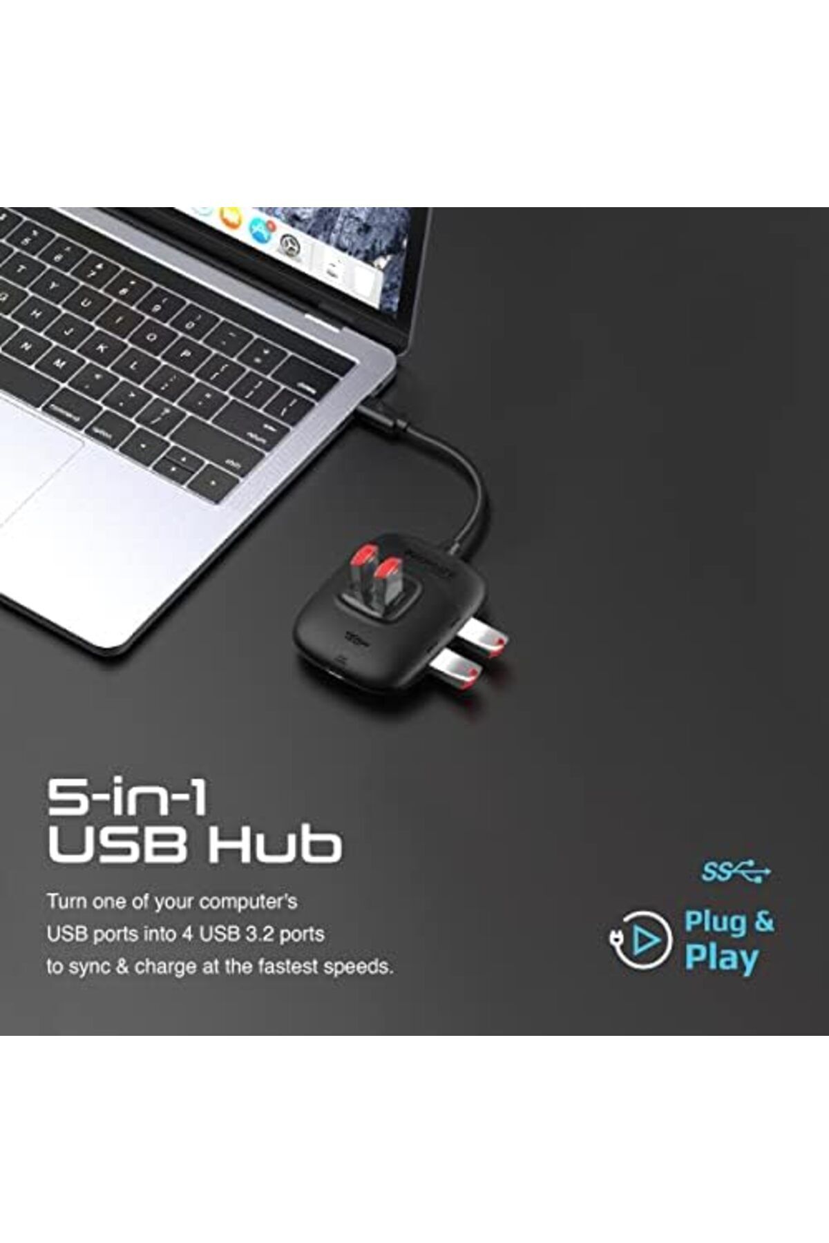 Promate-USB-C™ to USB Hub, Premium Multiport USB-C™ Hub with Removable USB-A Adapter 1