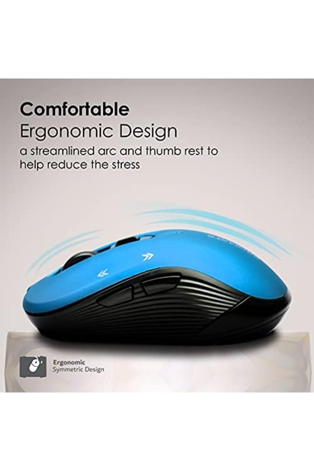 Promate-1600DPI Wireless Mouse, Ergonomic Symmetric 2.4GHz Cordless Optical Mouse with Nano Receiver 4