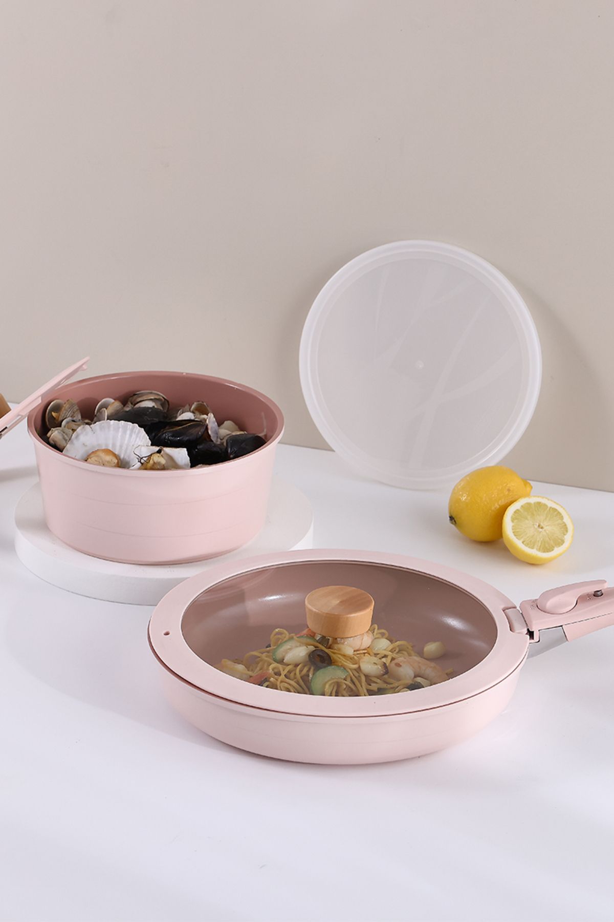 NEOFLAM-Midas 6-Piece Pink Handle Detachable Cookware Set 4