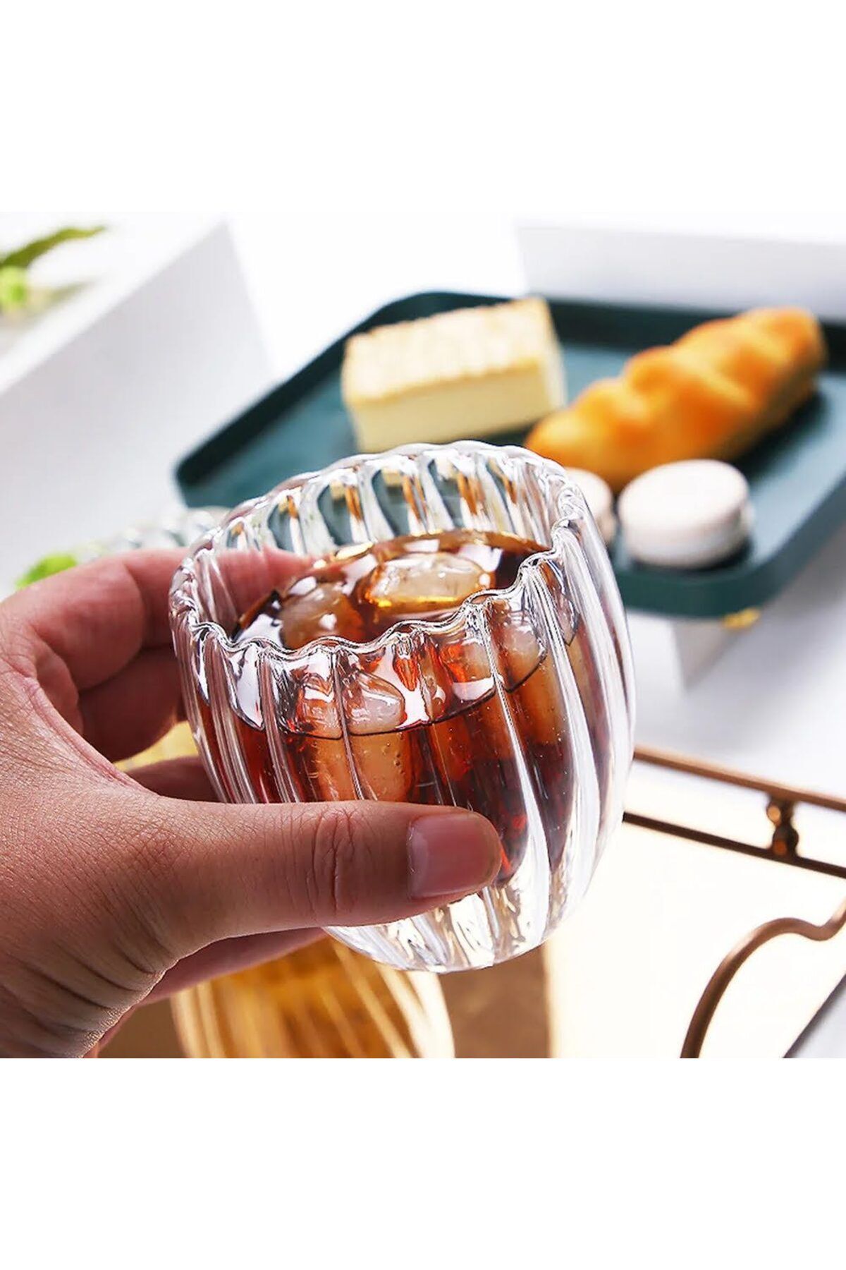 Quasar & Co.-Set 4 pahare cu pereti dubli Quasar&Co.®,termorezistente, model stripe,4x210 ml,sticla borosilicata 4