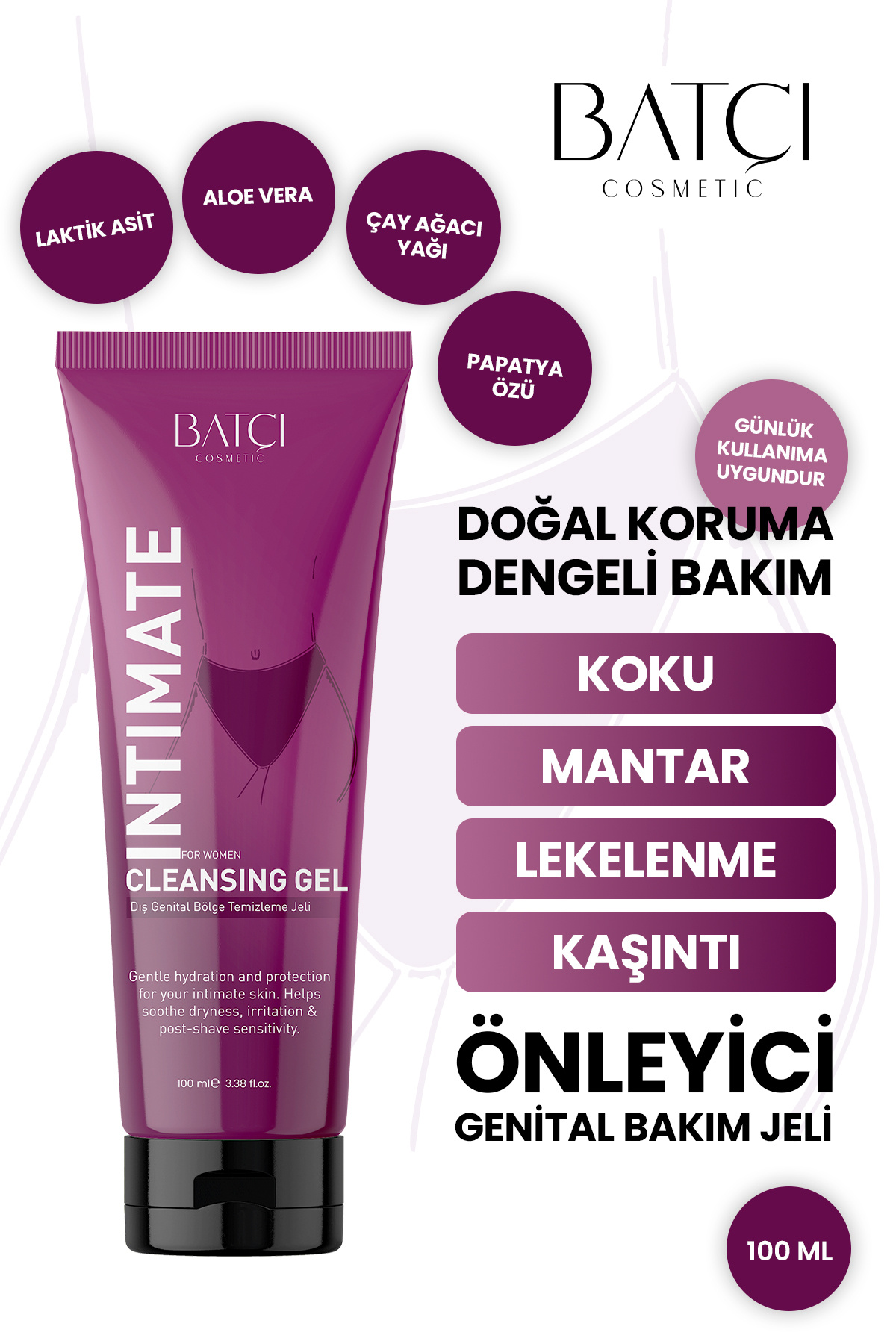 Batçı-Intim Cleansing Gel for Women's Genital Area to Help Remove Odor and Lighten Color 100 ml 1
