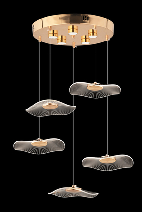 İstanbul Avize Şapka 5'li Kumandalı Gold Üç Renk Led Lüx Modern Ledli Avize