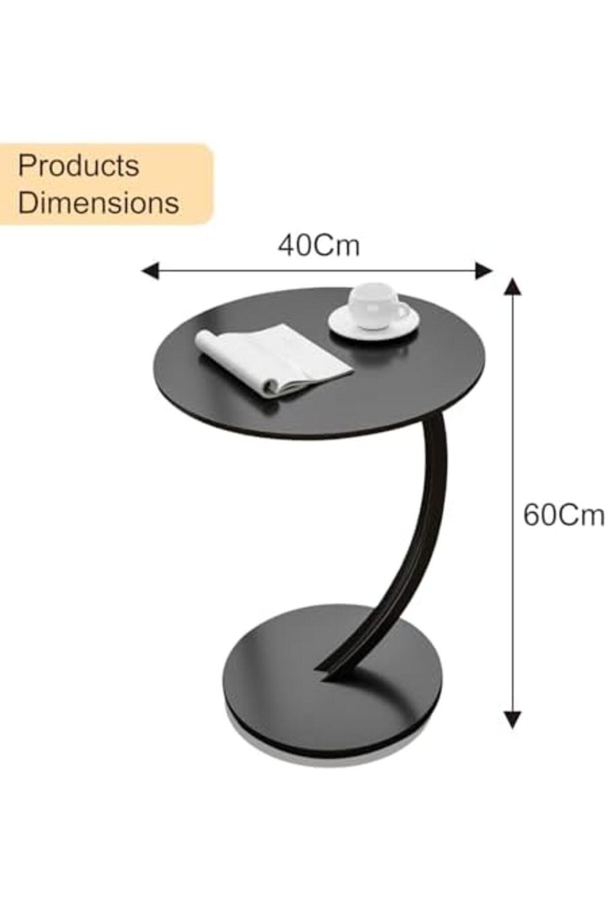 Generic-Naayaab Craft C-Shaped Side Table - Black 2