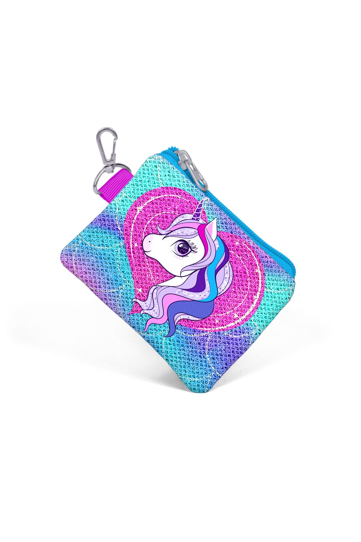 Coral High-Kids Purple Pink Unicorn Patterned Glitter Coin Bag 21797 3