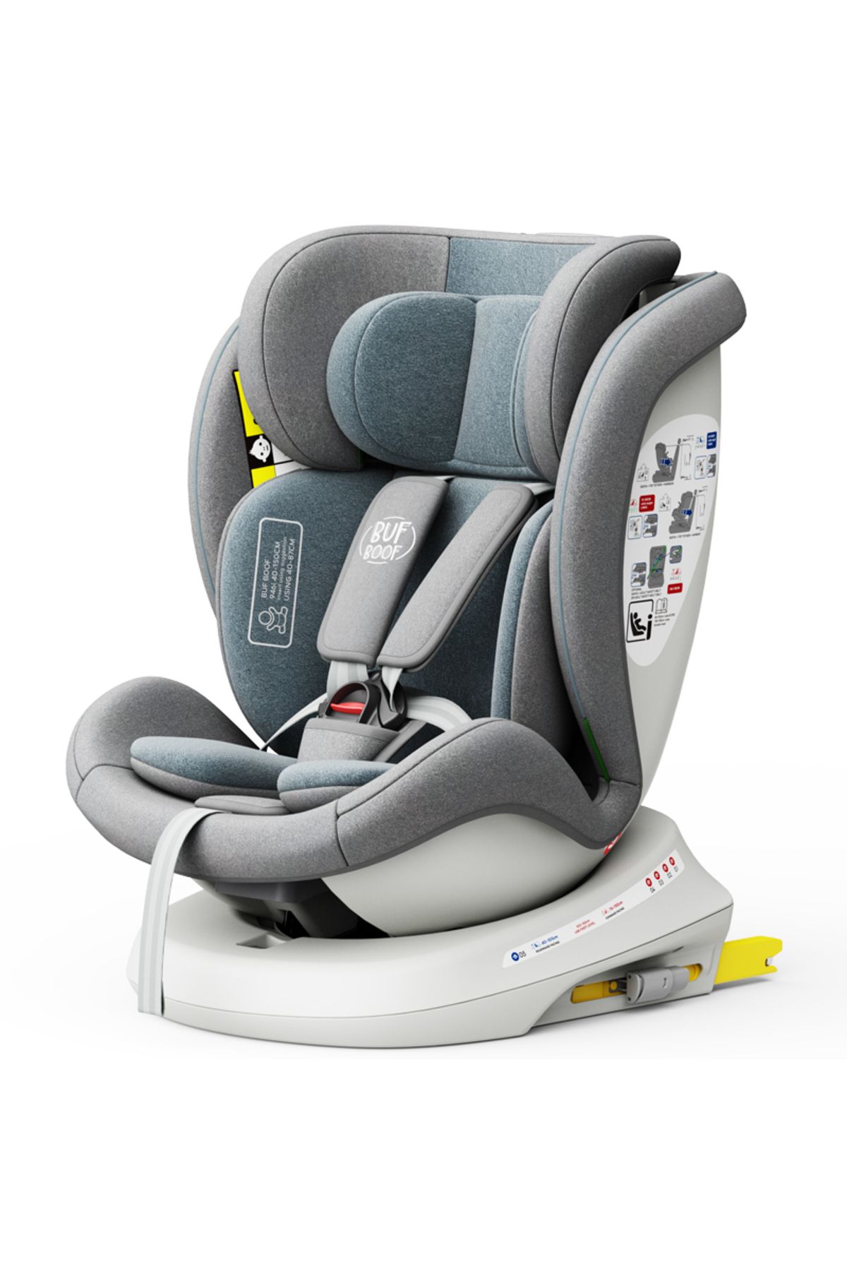 BUF BOOF-Scaun auto TWT Plus iSize Buf Boof LightBlue isofix Rotativ 360 Pozitie Somn Top Tether 40-150 cm 4