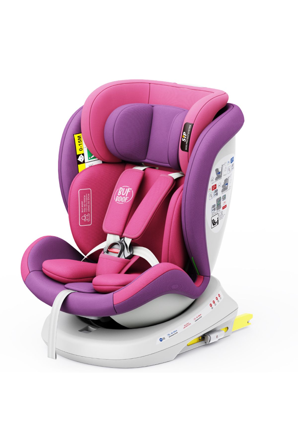 BUF BOOF-Scaun auto TWT Plus iSize Buf Boof UnicornPink isofix Rotativ 360 Pozitie Somn Top Tether 40-150 cm 4