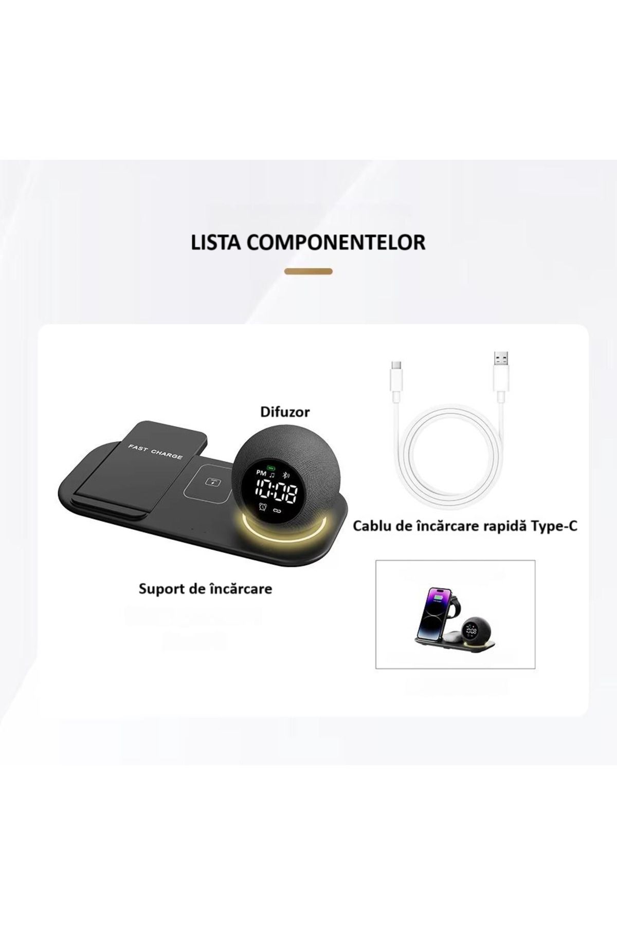 zyteq-ZYTEQ®️ portable speaker with 6 in 1 wireless charger, Bluetooth, fast charge, black 7