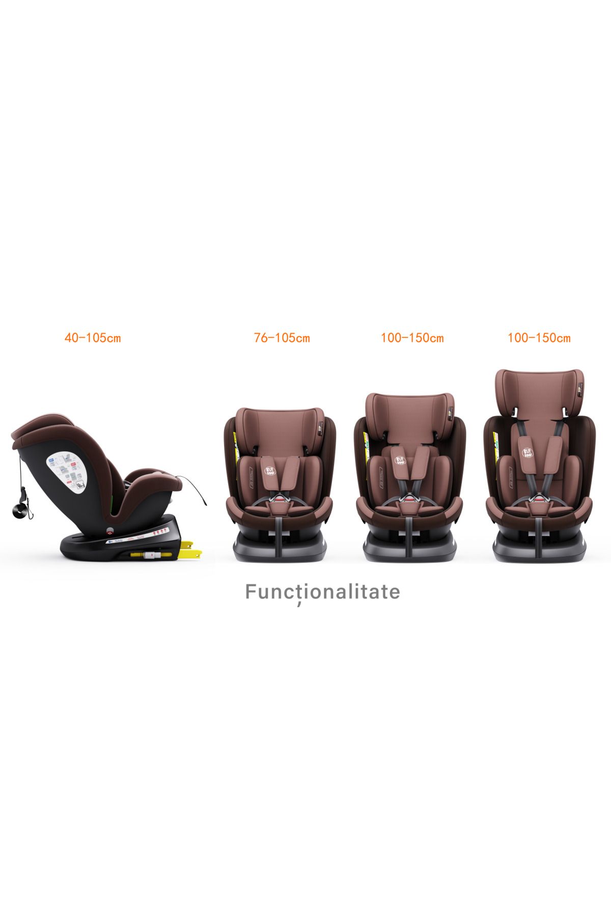 BUF BOOF-Scaun auto TWT Plus iSize Buf Boof Coffee isofix Rotativ 360 Pozitie Somn Top Tether 40-150 cm 3