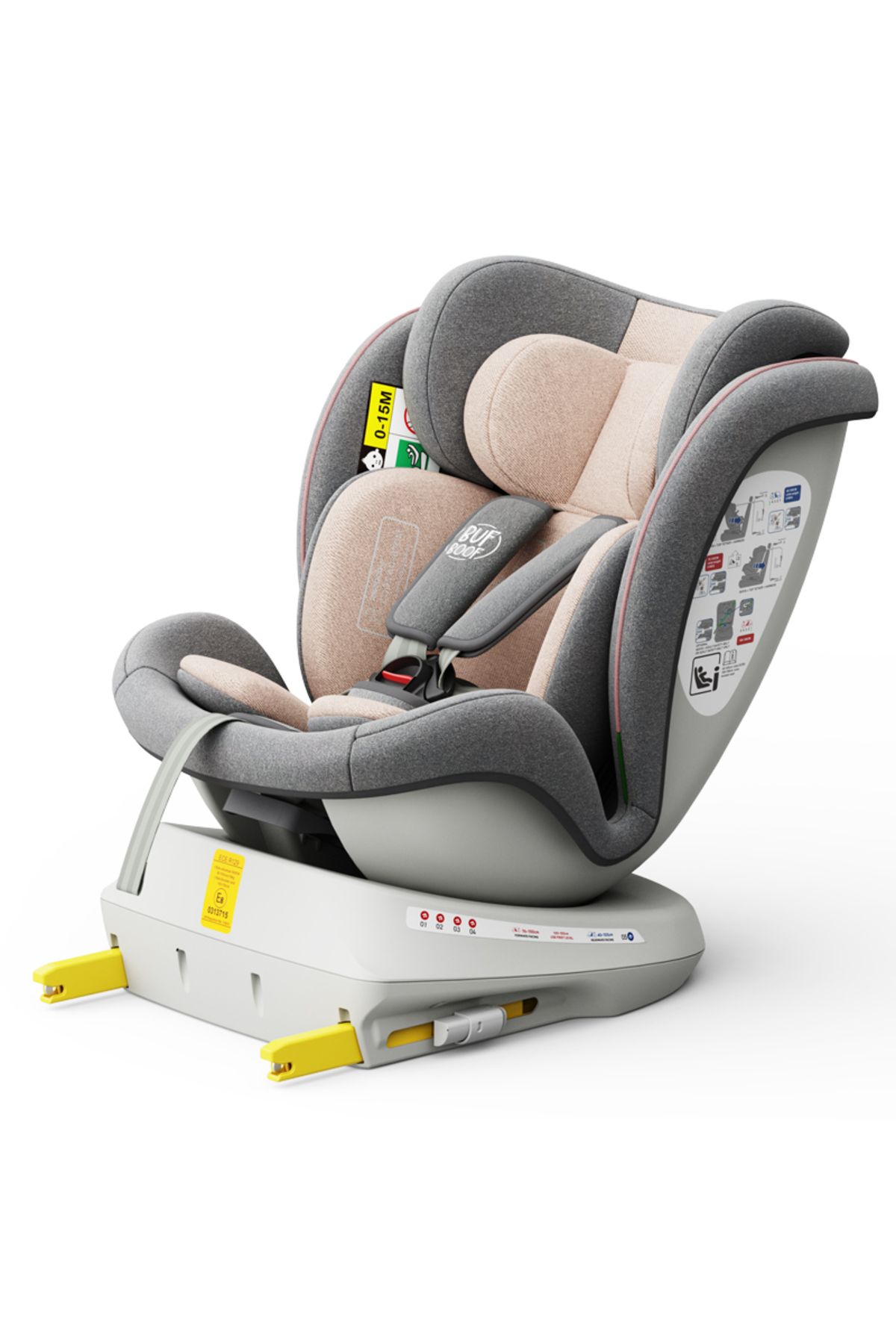 BUF BOOF-Scaun auto TWT Plus iSize Buf Boof Pink isofix Rotativ 360 Pozitie Somn Top Tether 40-150 cm 8