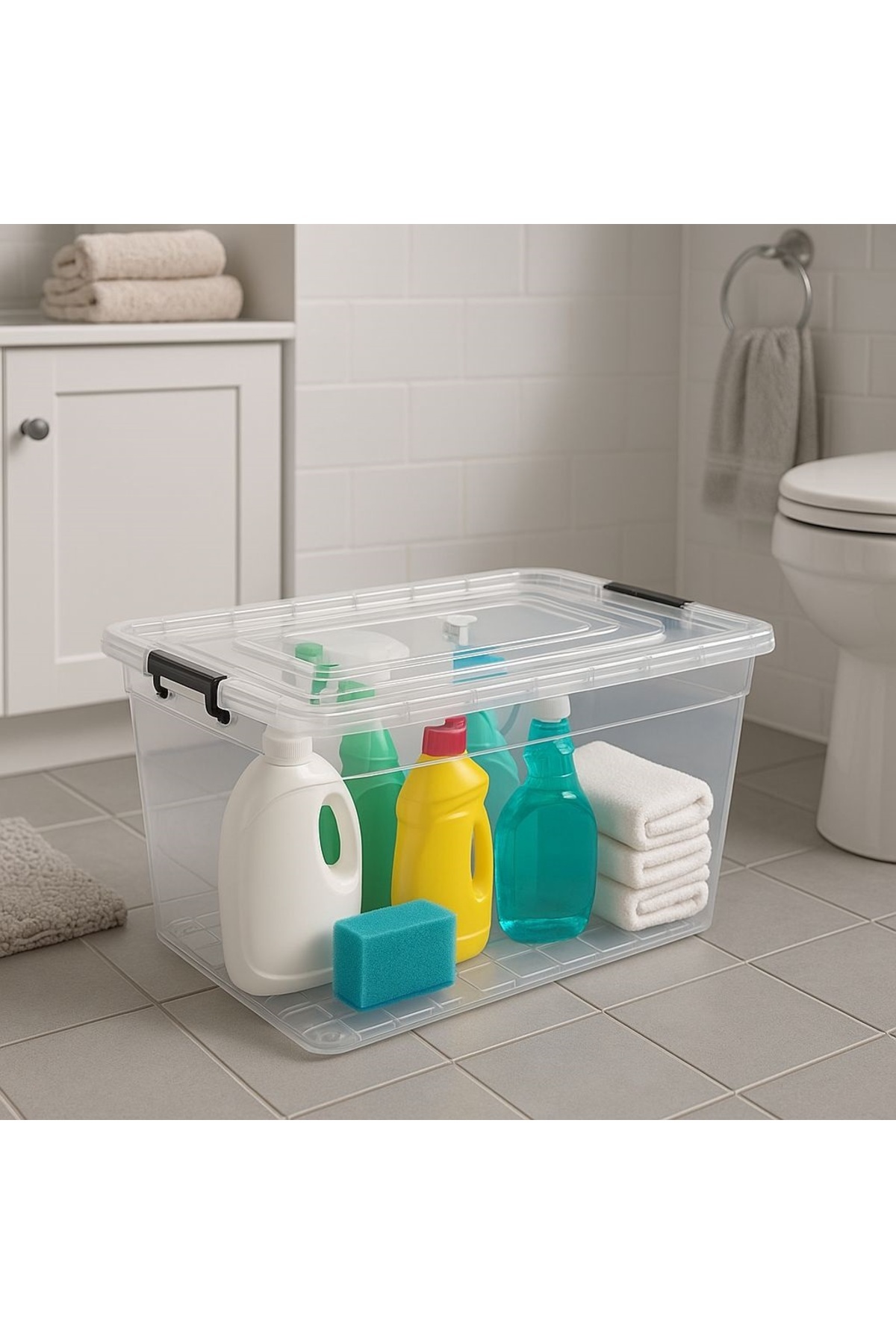 DEEMBRO-2Pcs 40 Lt Storage Box with Wheels Storage Container with Wheels Large Size Storage Box 41*60*23cm 7
