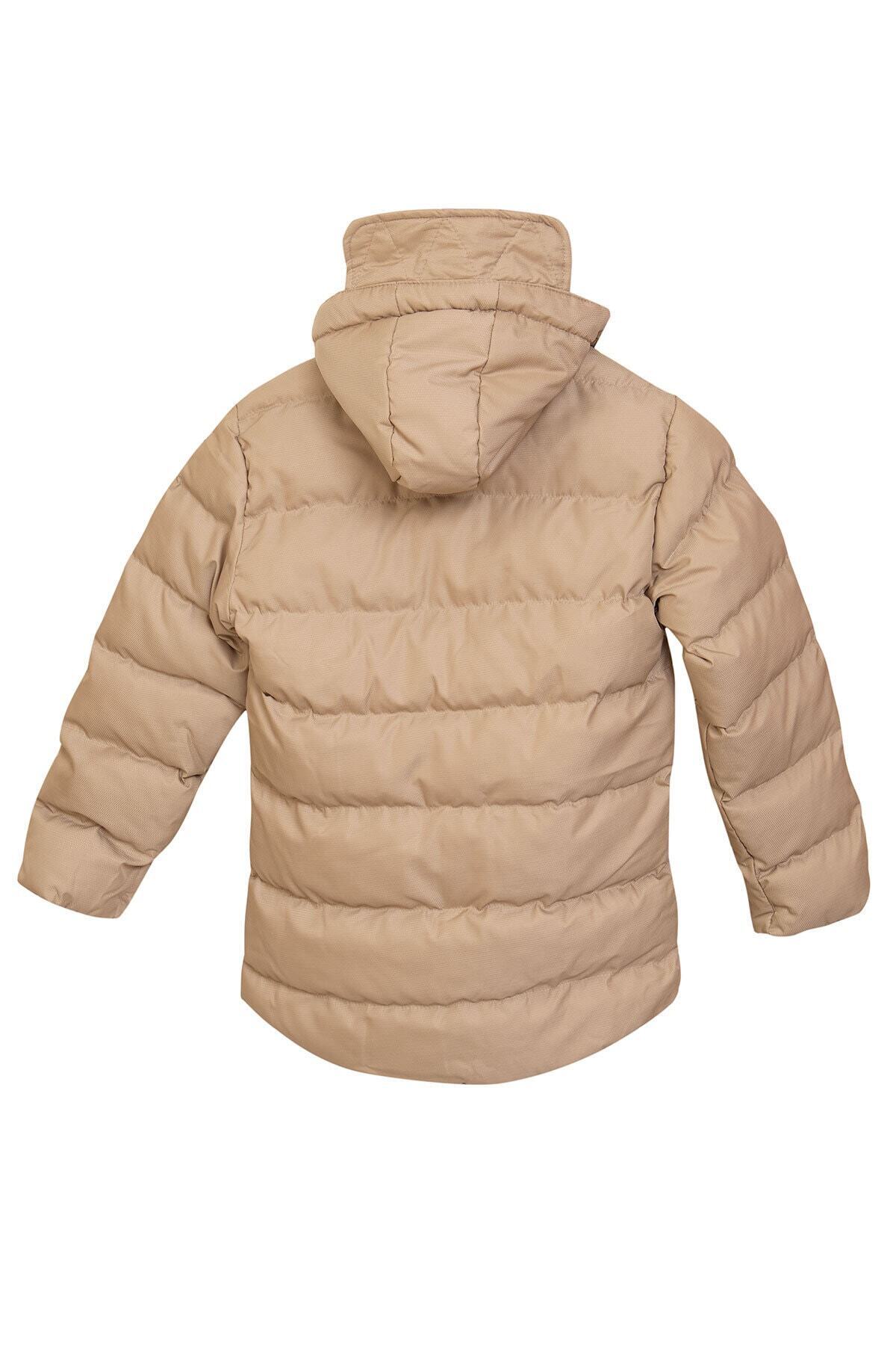 Mika Bebek & Çocuk Kalın Elyaf Dolgulu Su Rüzgar Ve Yağmur Geçirmez Kapüşonlu Bej Erkek Çocuk Kışlık Lüks Şişme Mont fotoğrafı 4 (önizleme)