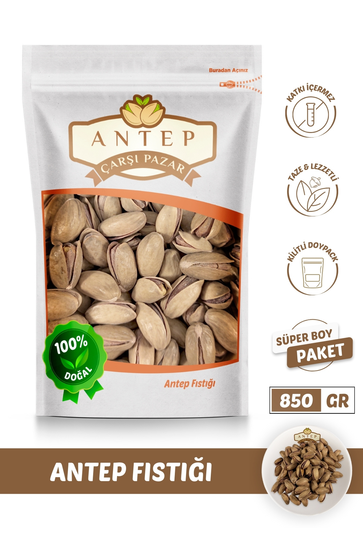 Antep Çarşı Pazar Antep Fıstığı 1. Sınıf | 850 Gr.