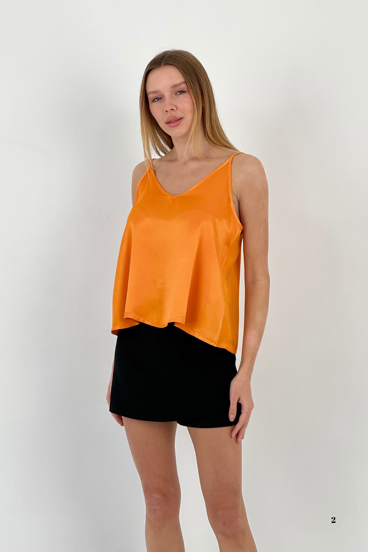 Miss Poem-Women's Thin Strap Summer Backless Orange Blouse 3