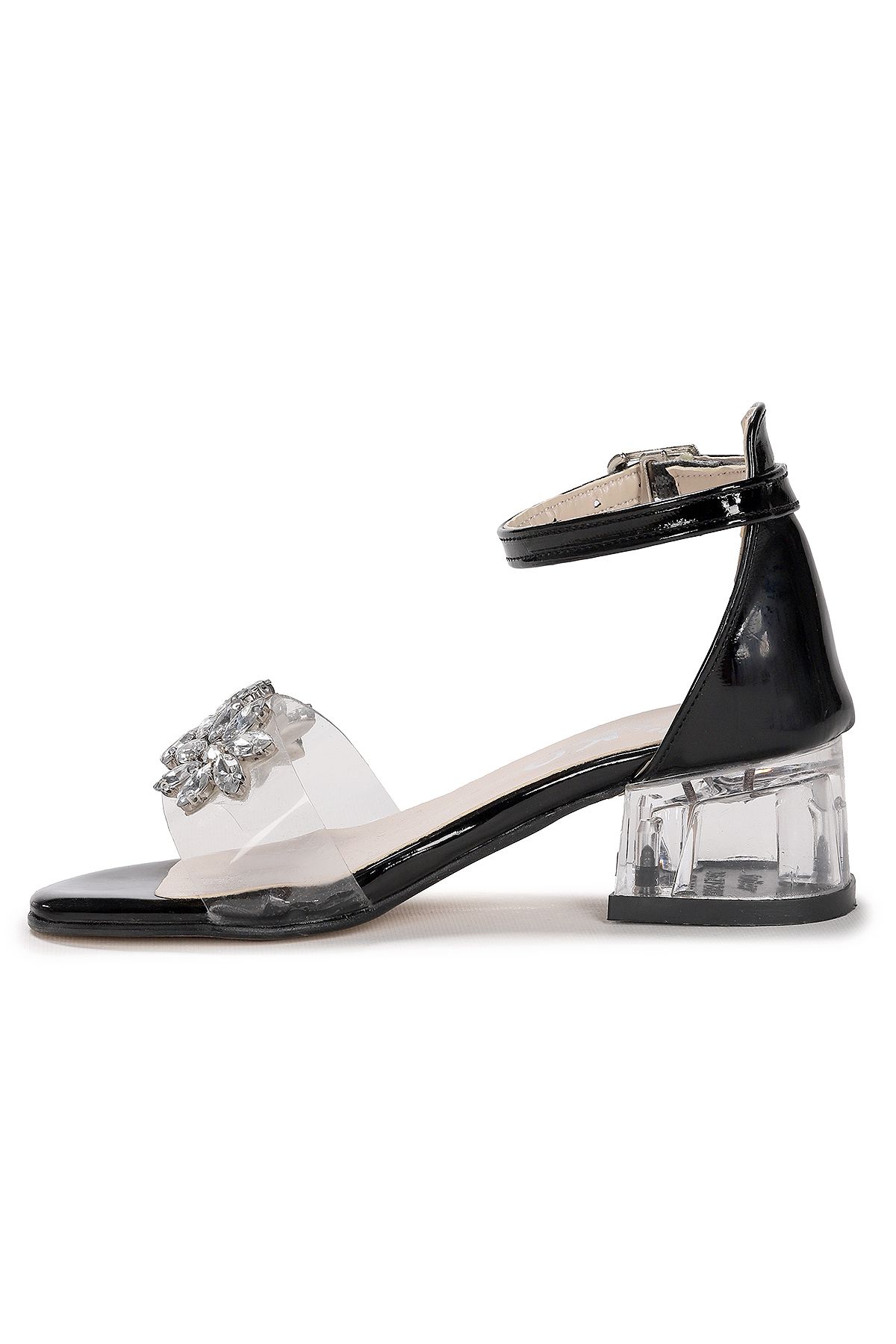 Kiko Kids-Yangu Patent Leather Stone Girl's 3 cm Transparent Heeled Sandals Evening Dress Shoes 4