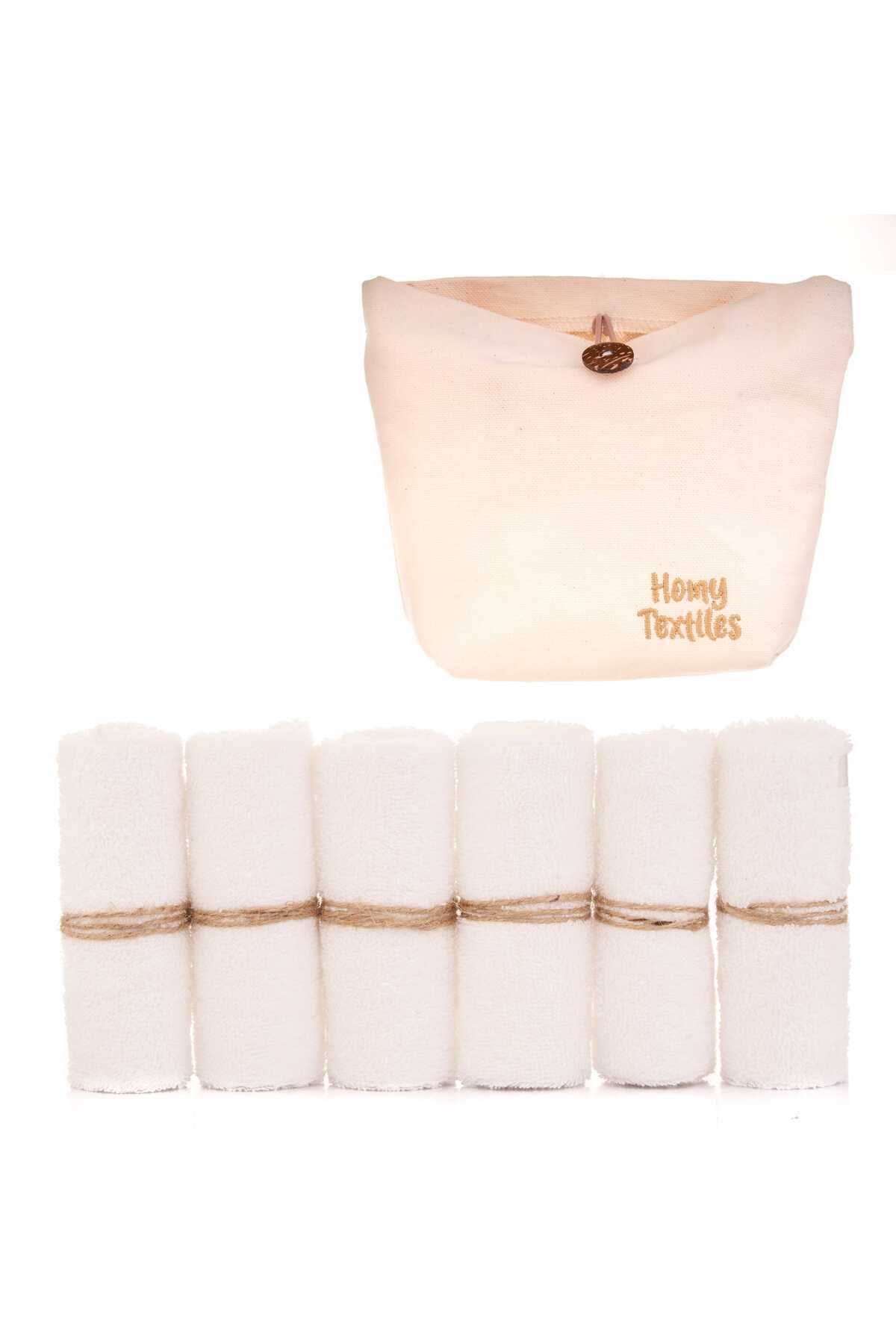 homy textiles Organik Bambu 6'lı Yıkanabilir Makyaj Temizleme Havlusu Bebek Ağız Bezi Çanta Hediyeli fotoğrafı 7 (önizleme)