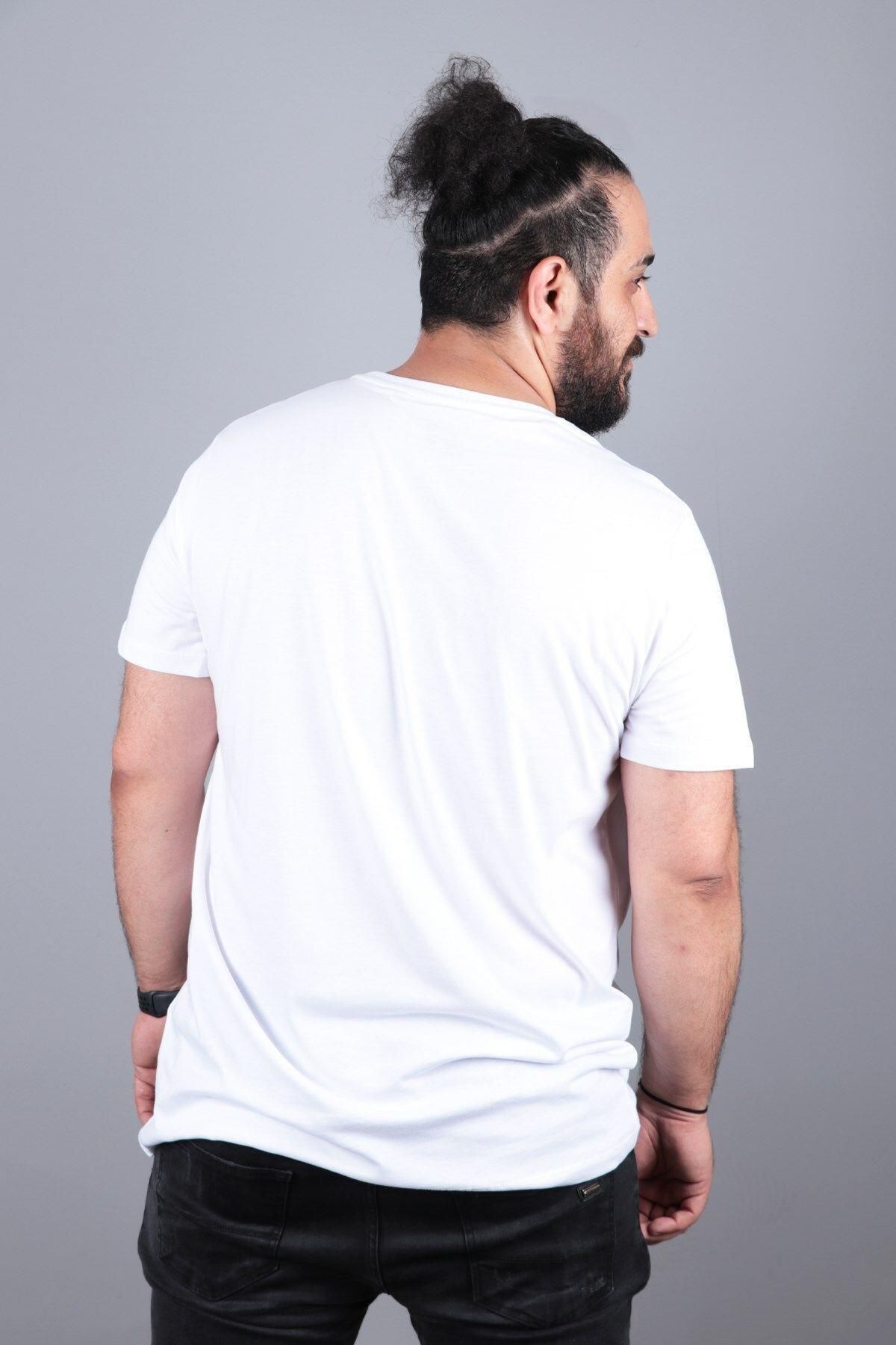 Rich-Μπλουζάκι Plus Size Basic 100% βαμβακερό μπλουζάκι 4