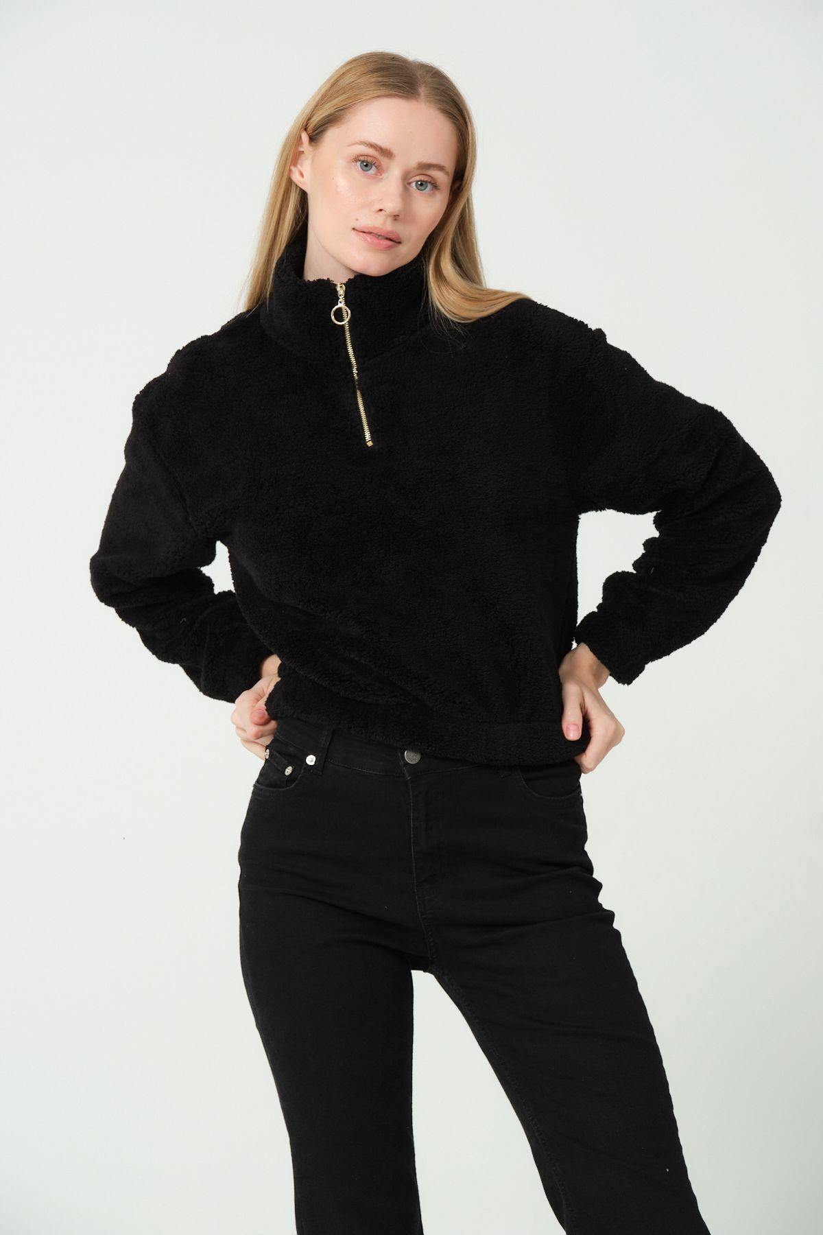 پالتو پشمی نیم زیپ زنانه