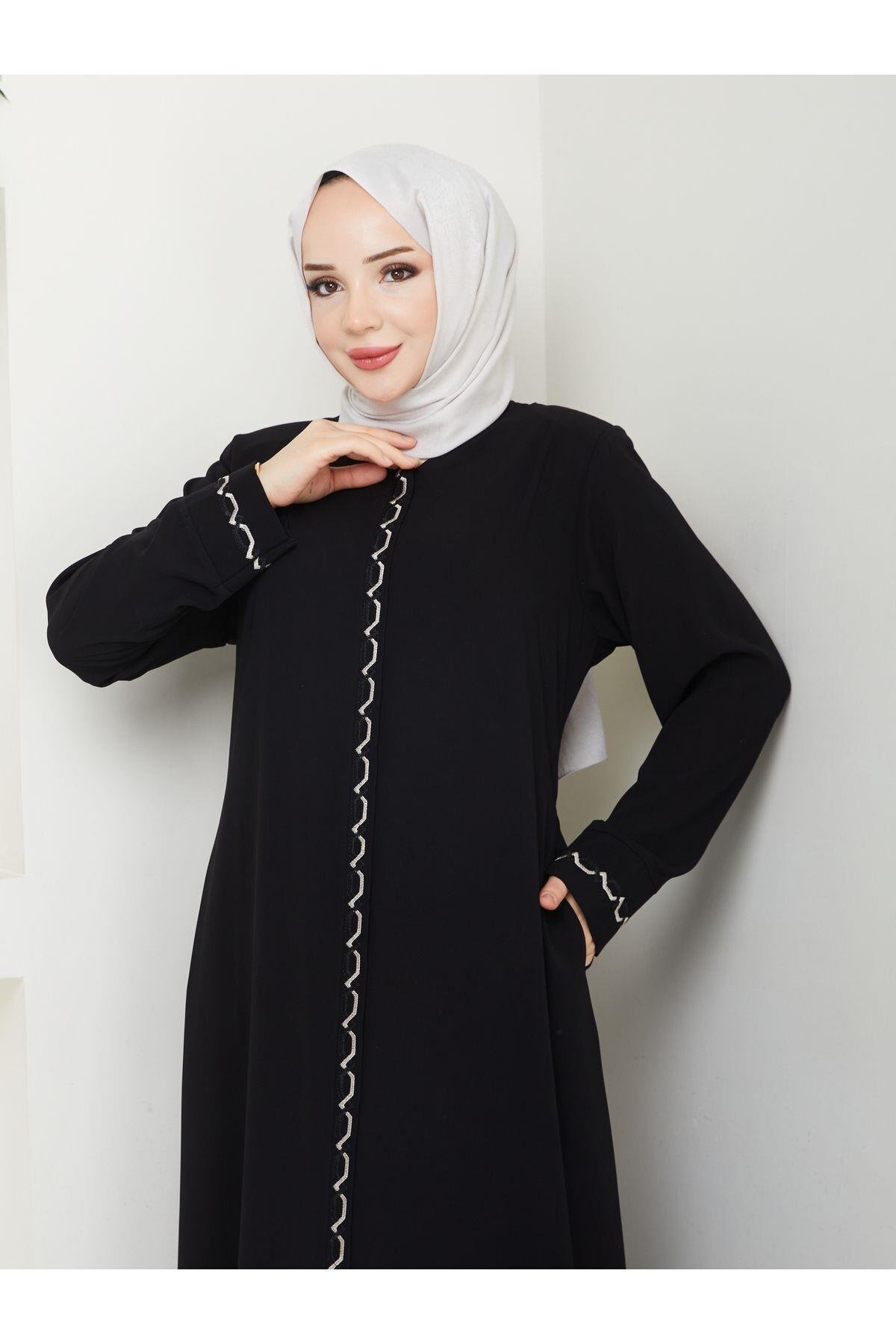 ESLEMNUR Gündelik Hac Ve Umrelik Zincir Nakışlı Ferace