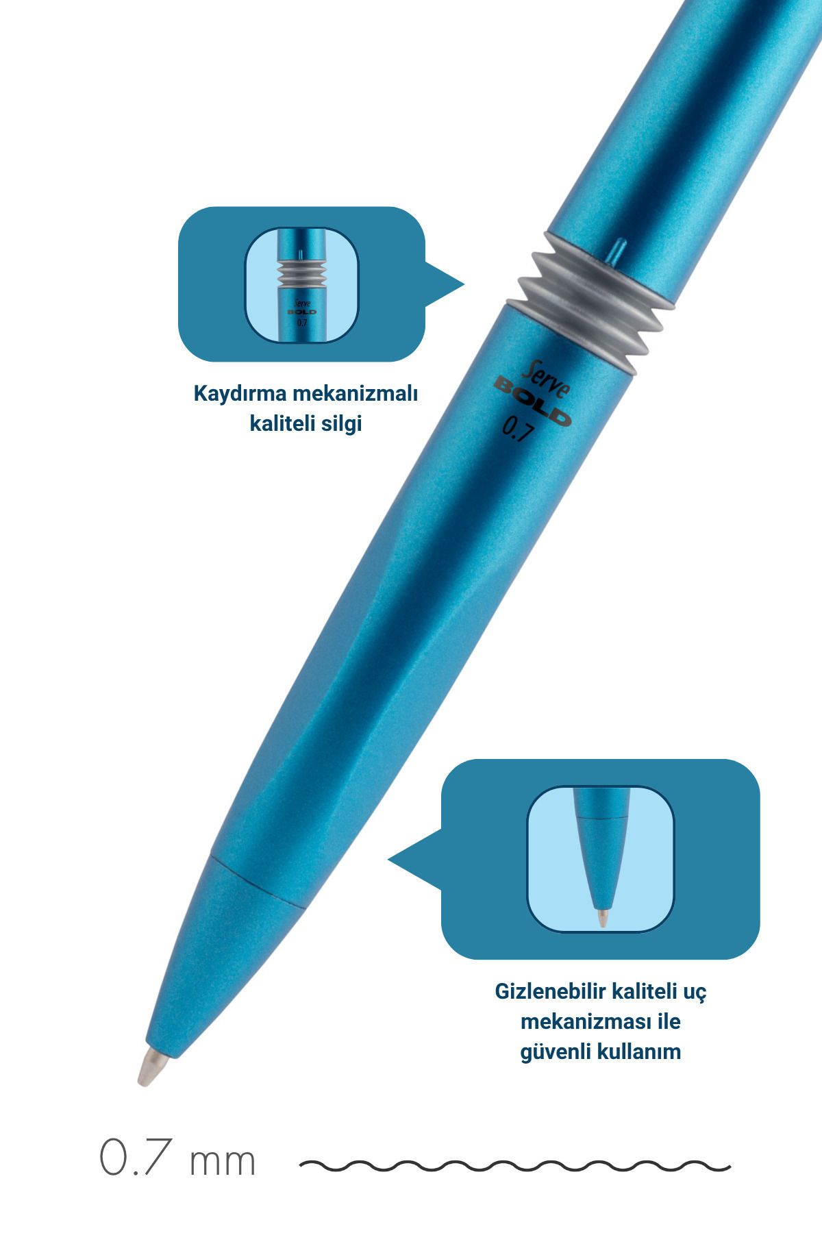 Serve-Bold Mechanical Pencil 0.5 Mm Metallic Blue 3