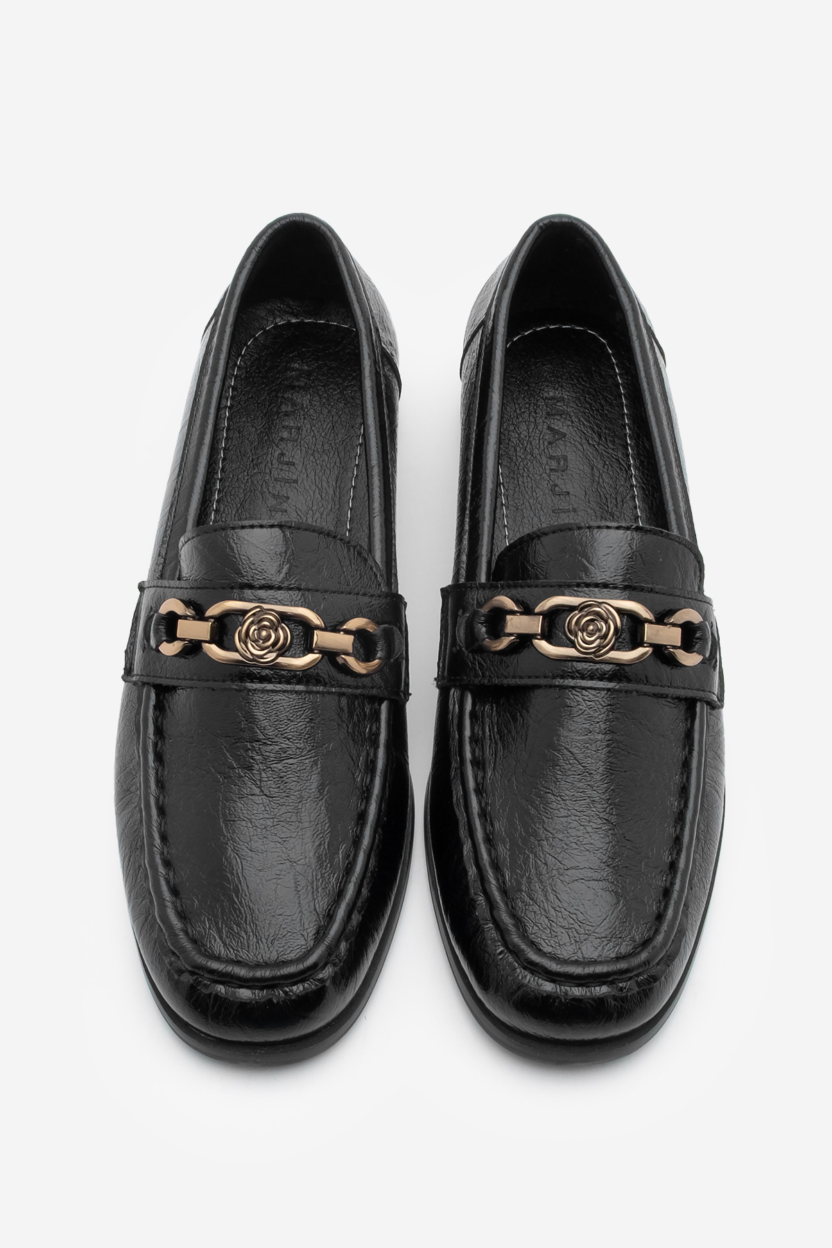 Marjin-Damen Loafer Blunt Toe Schnalle Freizeitschuhe Barfin Schwarz 7