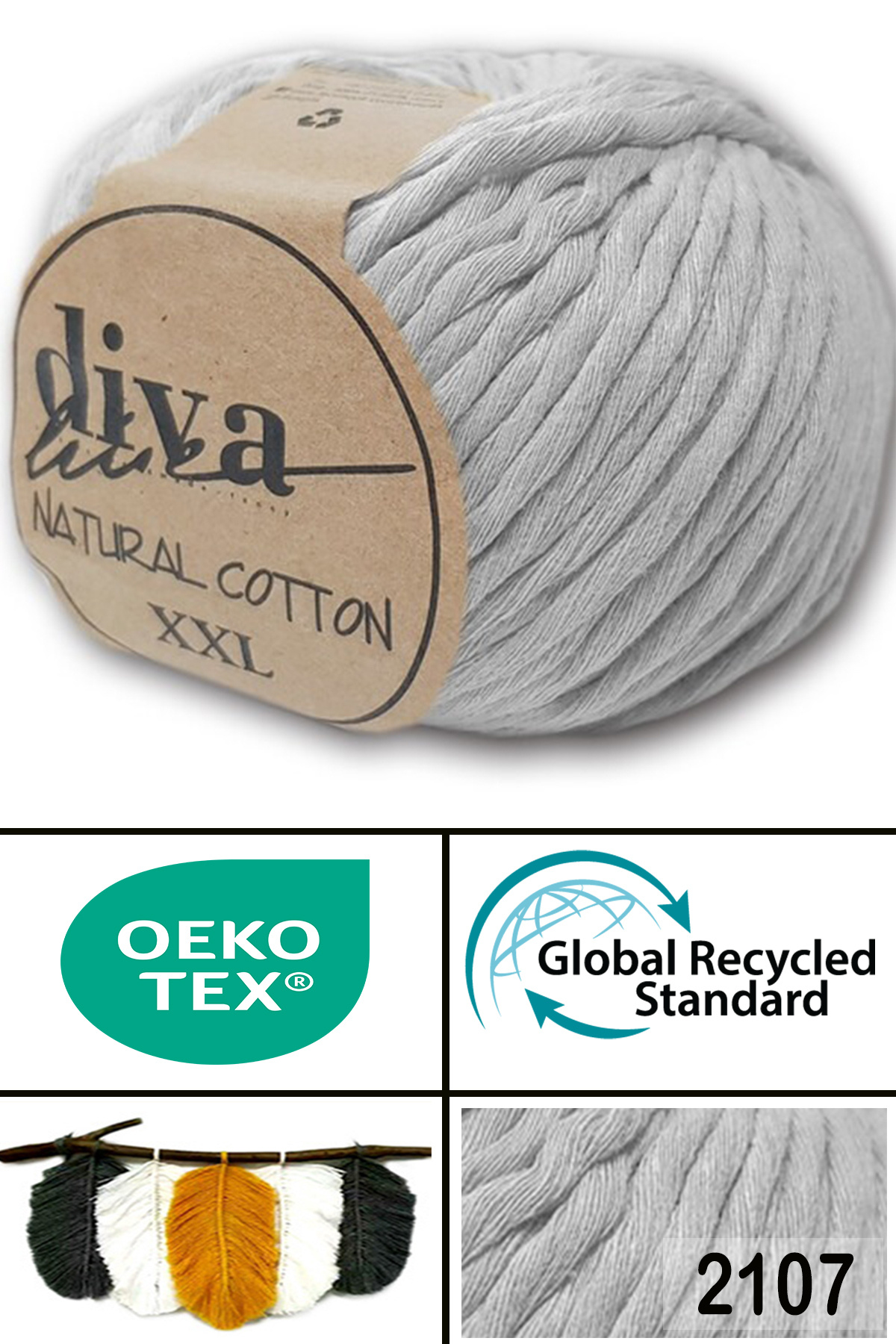 Diva Natural Cotton Xxl 2107 Light Grey
