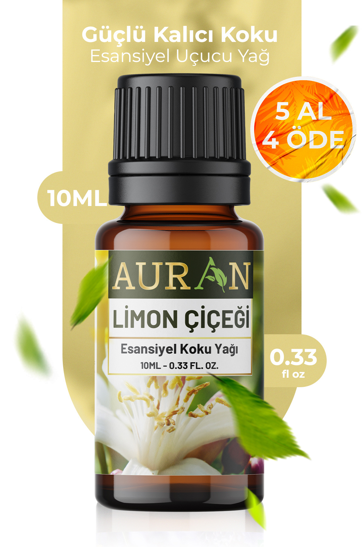 AURAN Limon Çiçeği Esansiyel Uçucu Koku Yağı Difüzör Esansı Buhurdanlık Yağı Aromaterapi Yağı 10ml
