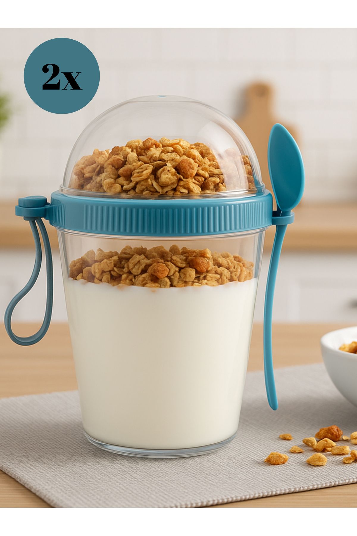 Mapple Home-Gomix Duo 2-Pack 600ml Muesli Container, Yogurt Container, Salad and Snack Box 4