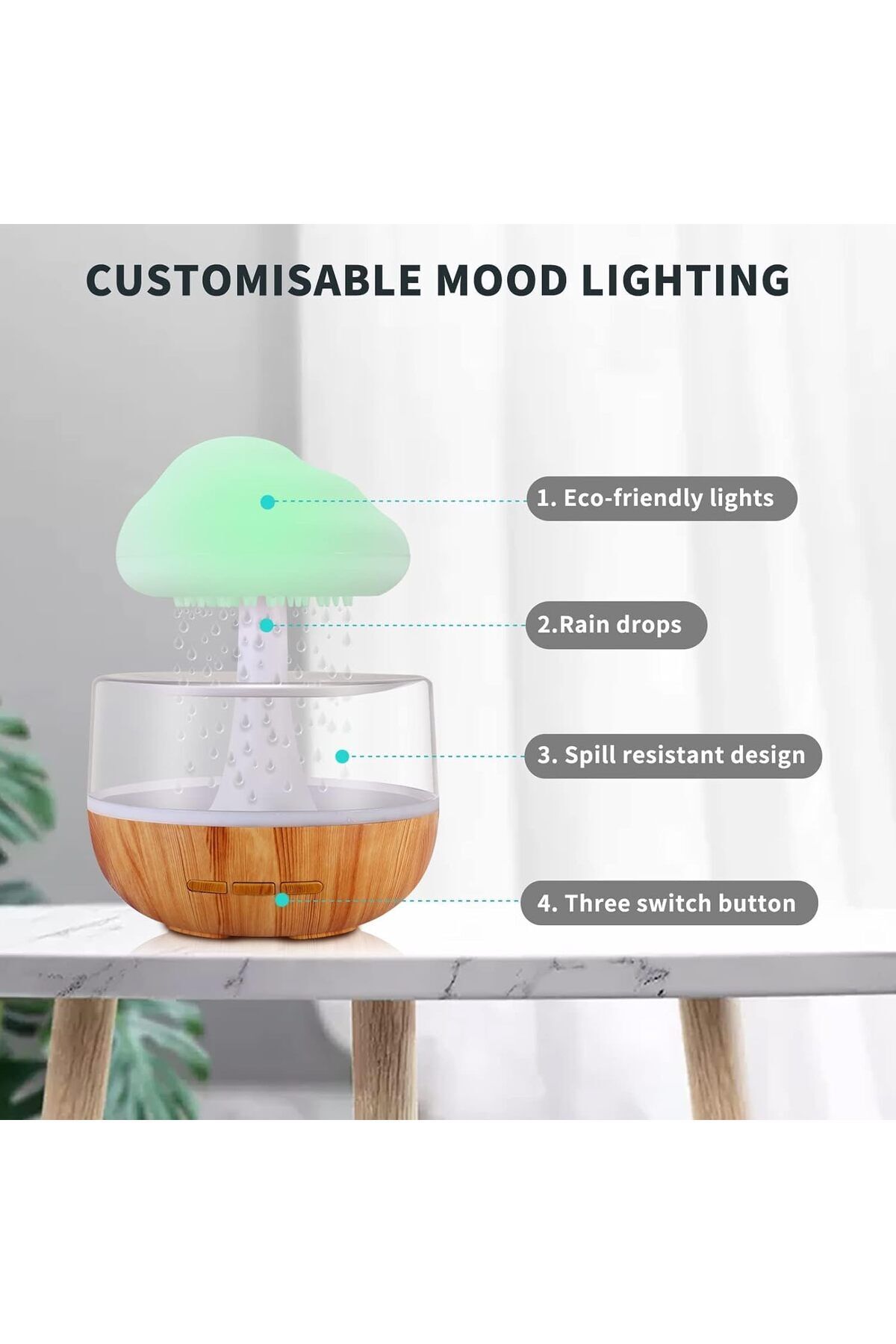 Generic-Rain Cloud Humidifier, Rain Cloud Night Light, Diffuser Humidifier with 7 Colours LED Lights/Humidif 3