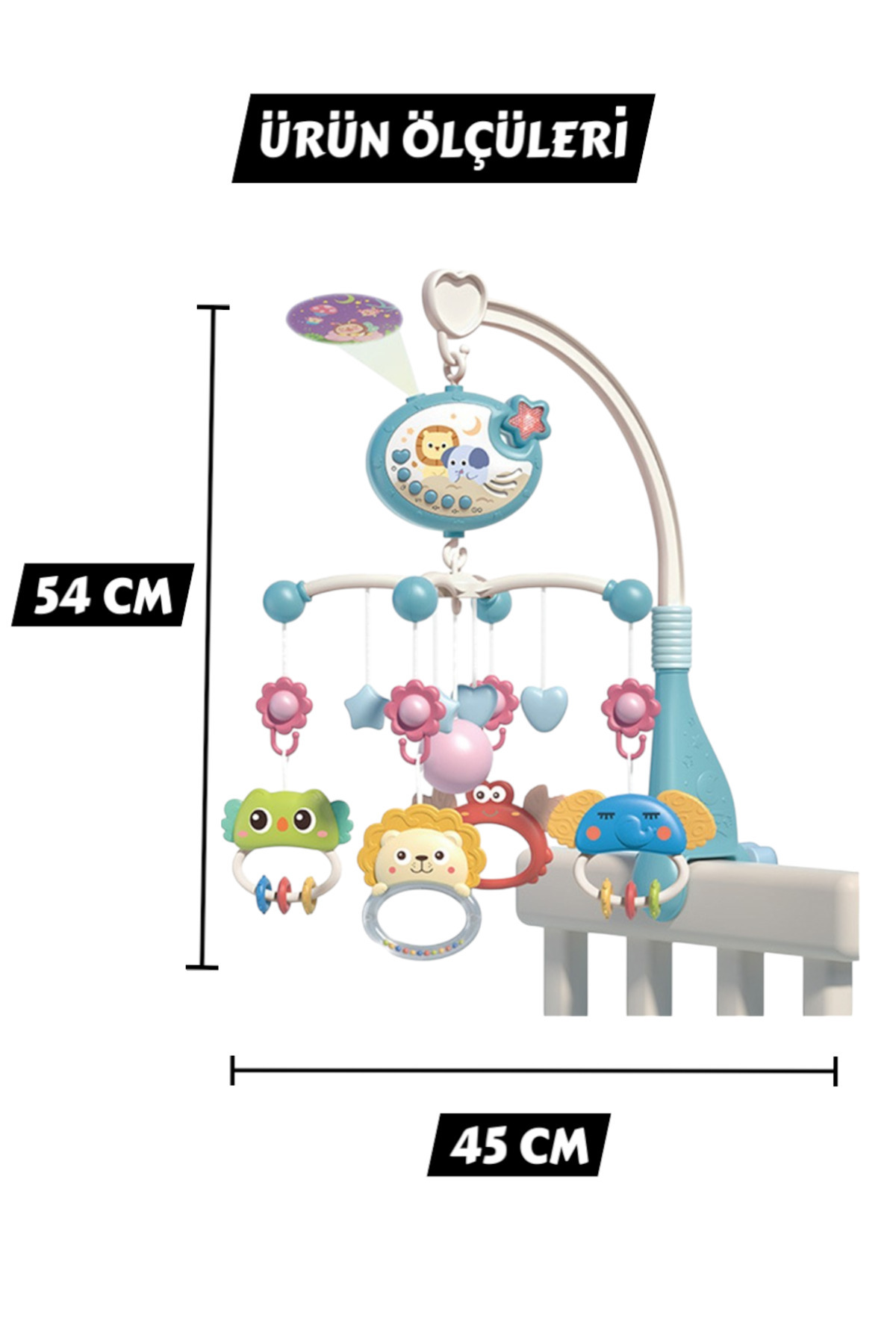 YILDIRIM OYUNCAK Pilli Işıklı Müzikli Projektörlü Kumandalı Sabitlemeli Dönence Çıngıraklı Dişlikli Bebek 54 cm fotoğrafı 3 (önizleme)