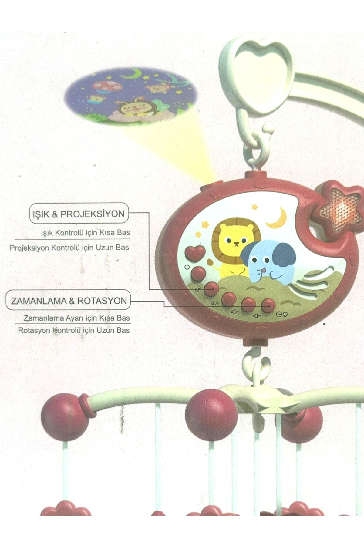 YILDIRIM OYUNCAK Pilli Işıklı Müzikli Projektörlü Kumandalı Sabitlemeli Dönence Çıngıraklı Dişlikli Bebek 54 cm fotoğrafı 5 (önizleme)