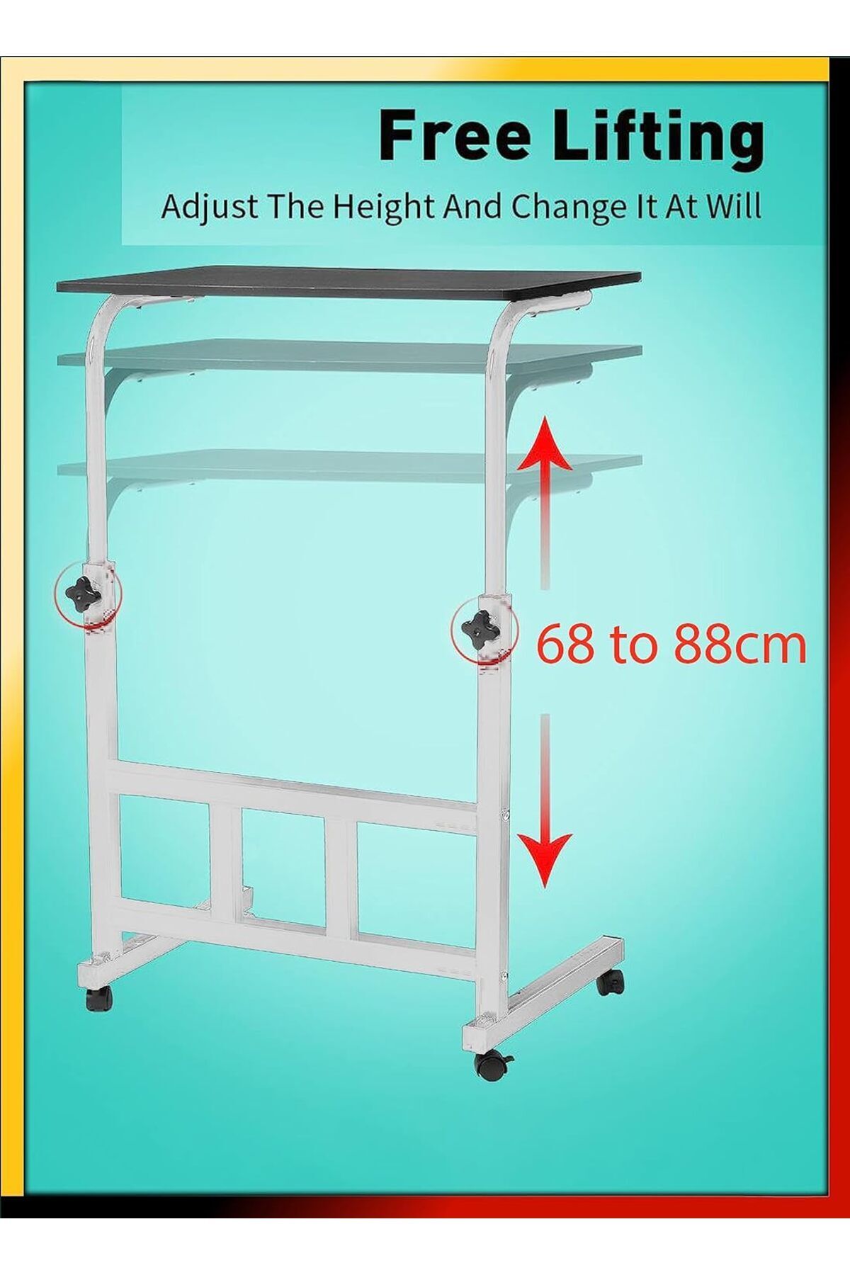 Generic-Upgraded Metal Base Adjustable Movable Desktop Computer Mobile Laptop Desk Home And Offic 7