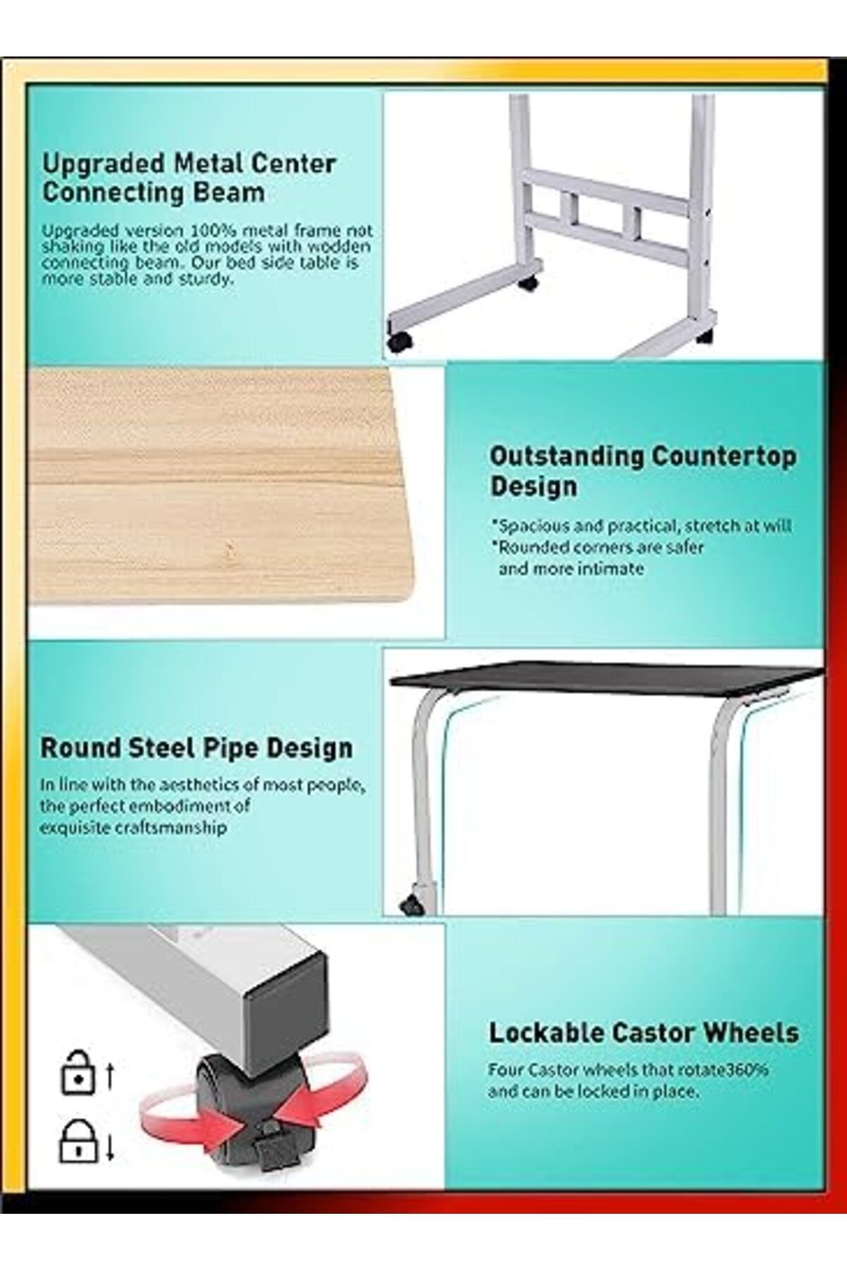 Generic-Upgraded Metal Base Adjustable Movable Desktop Computer Mobile Laptop Desk Home And Offic 6