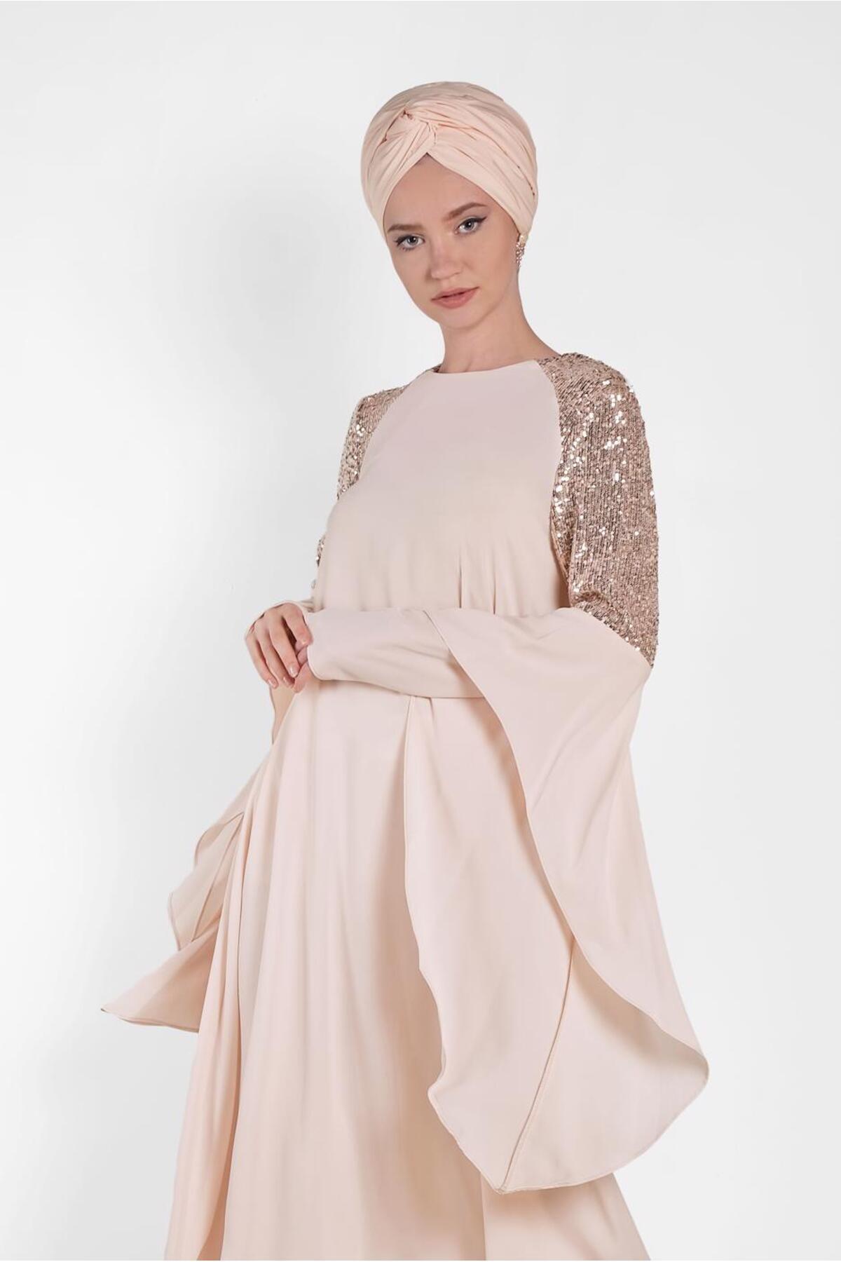 آلوینا تونیک حریر برش نامتقارن پولک دوزی شده ۴۲۵۴