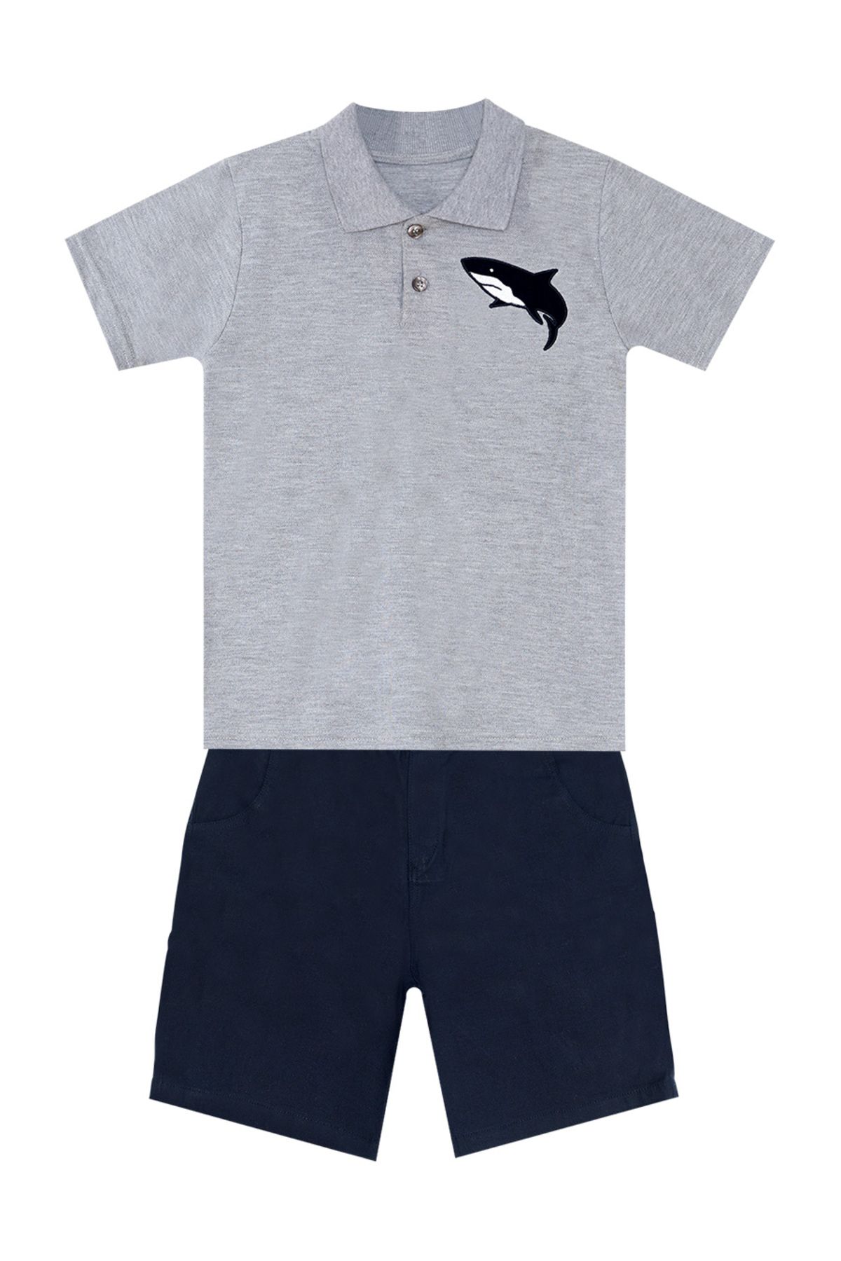 MSHB&G-Boy's Polo Neck T-shirt and Gabardine Shorts Set - Shark 3