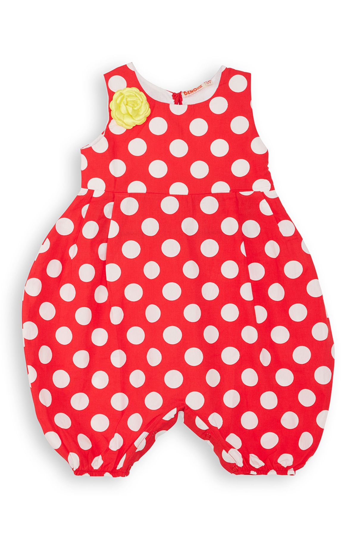 Denokids-Red and White Polka Dot Girl's Balloon Jumpsuit 3